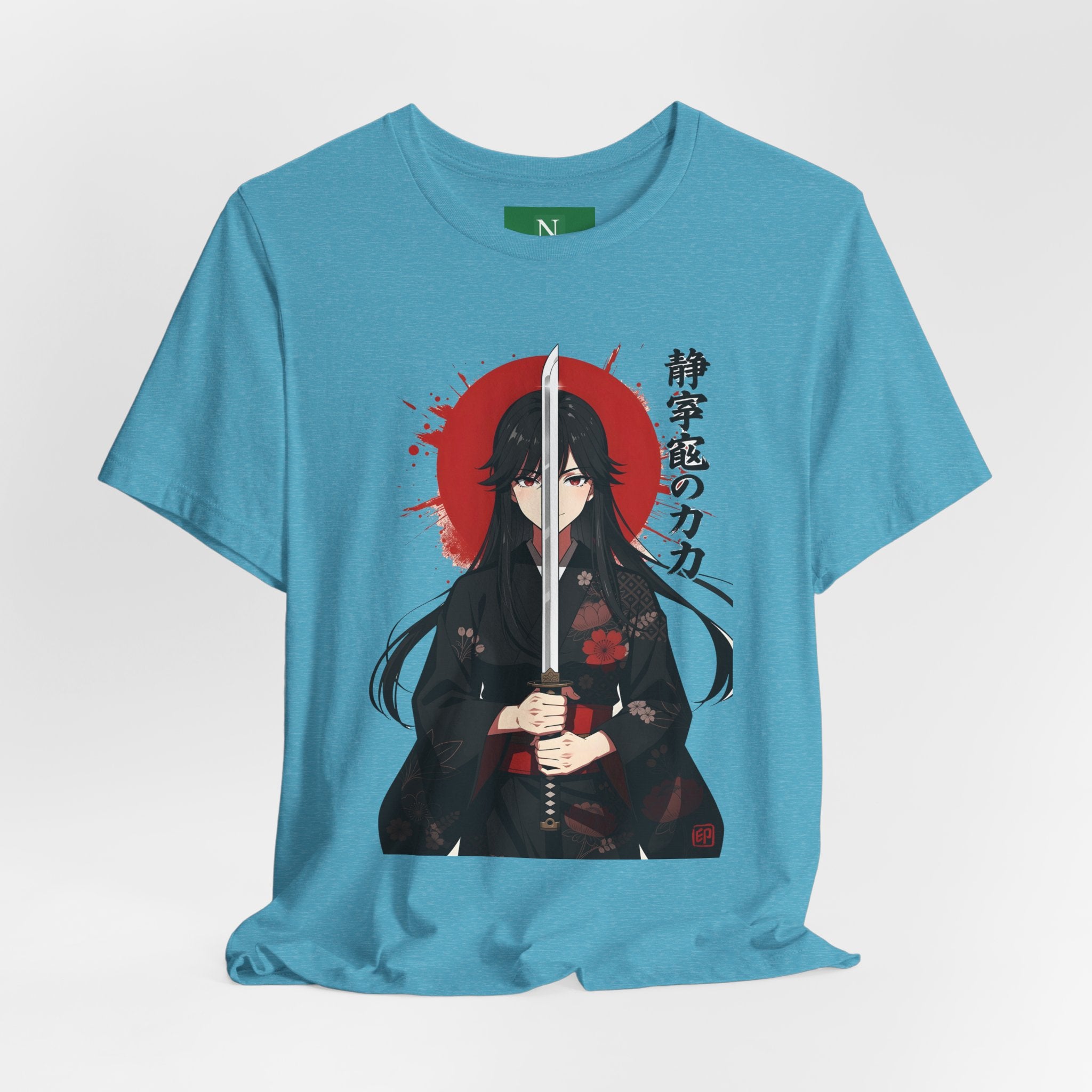 Samurai Girl Sword T‑Shirt — Anime Katana Tee with Japanese Text