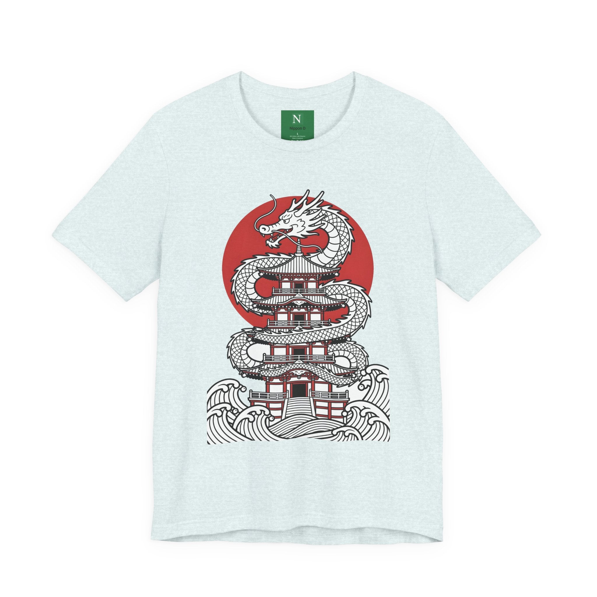 Dragon Pagoda T‑Shirt — Japanese Red Sun Temple Graphic Tee