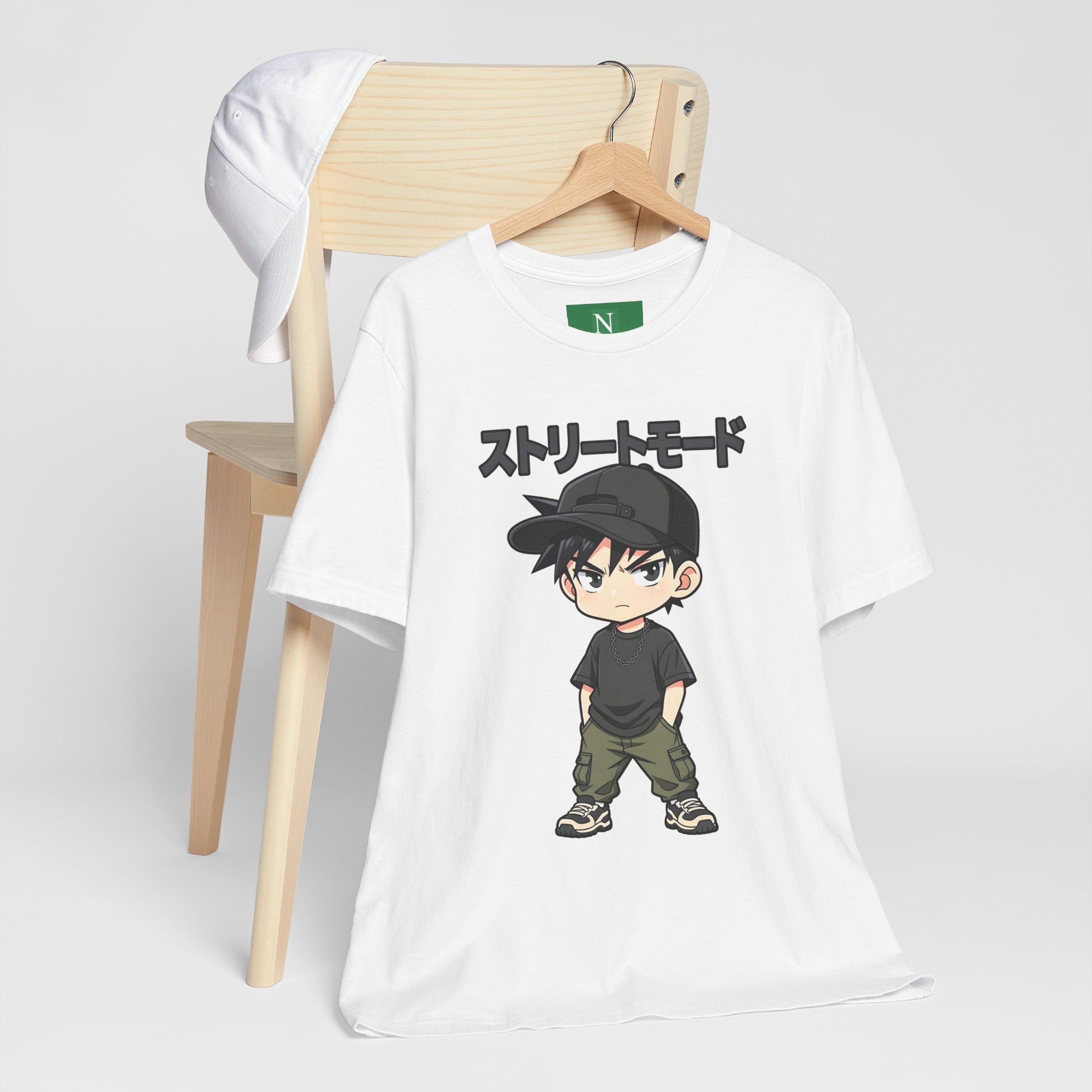 Street Mode Anime Boy T-Shirt — Japanese Text Graphic Tee
