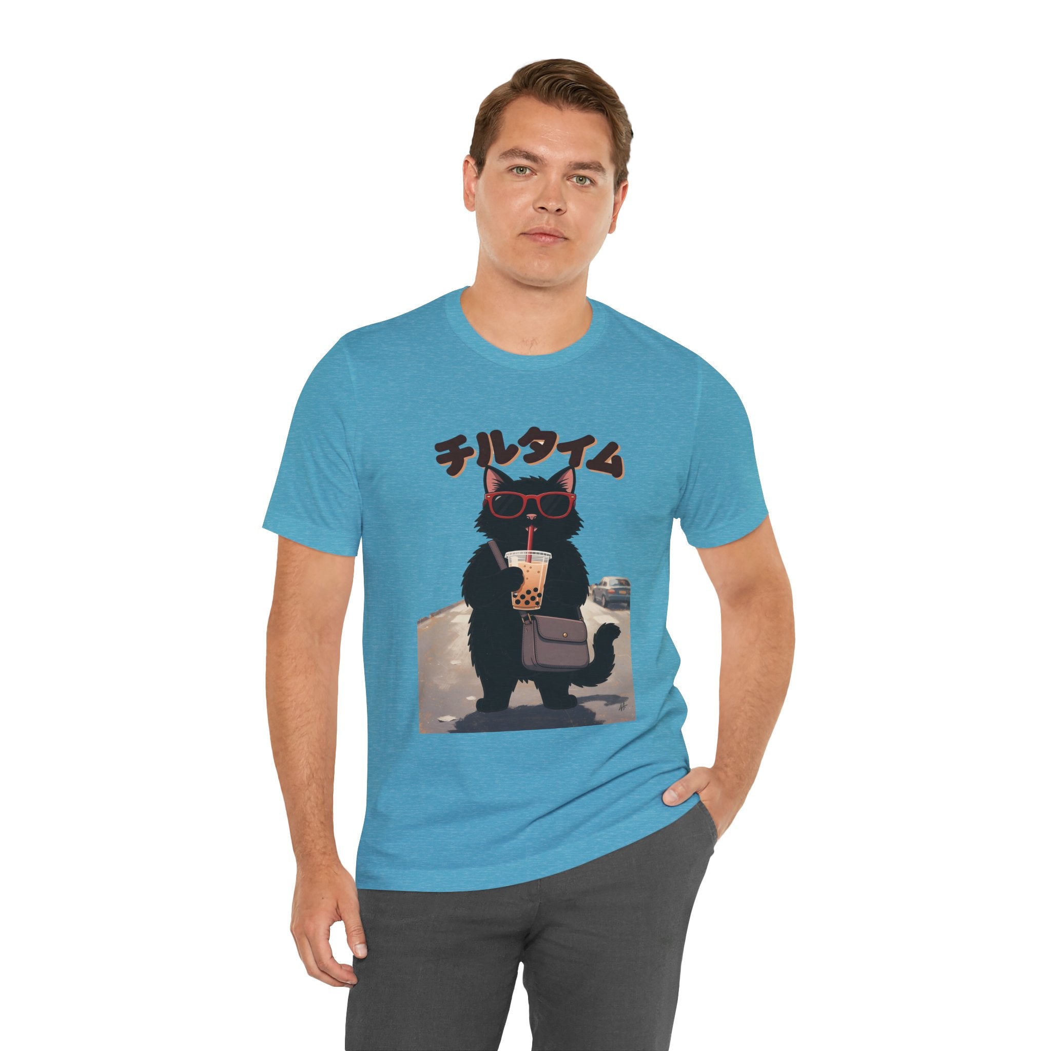 Boba Cat Tee — Cute Cat Drinking Bubble Tea Graphic T-Shirt