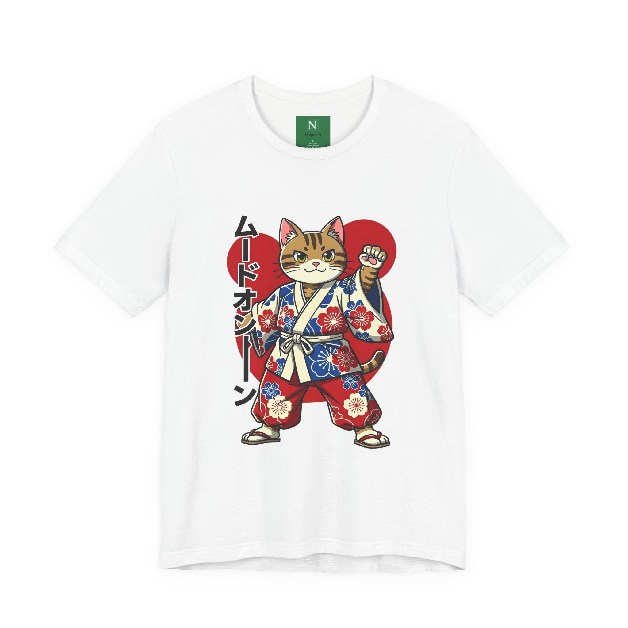 Samurai Cat T‑Shirt — Kawaii Japanese Kimono Cat Graphic Tee