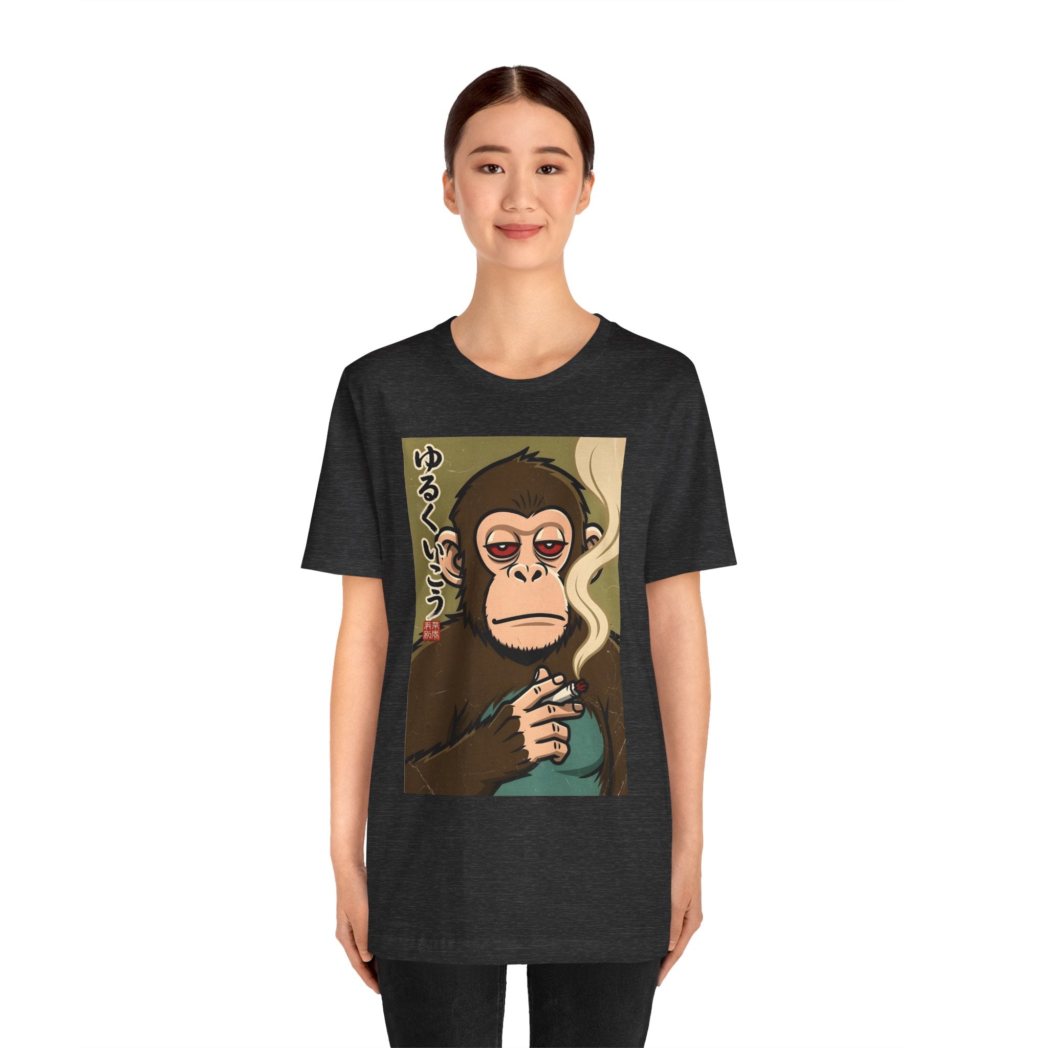 Smoking Monkey Graphic Tee — Japanese Retro Ape Illustration T-Shirt