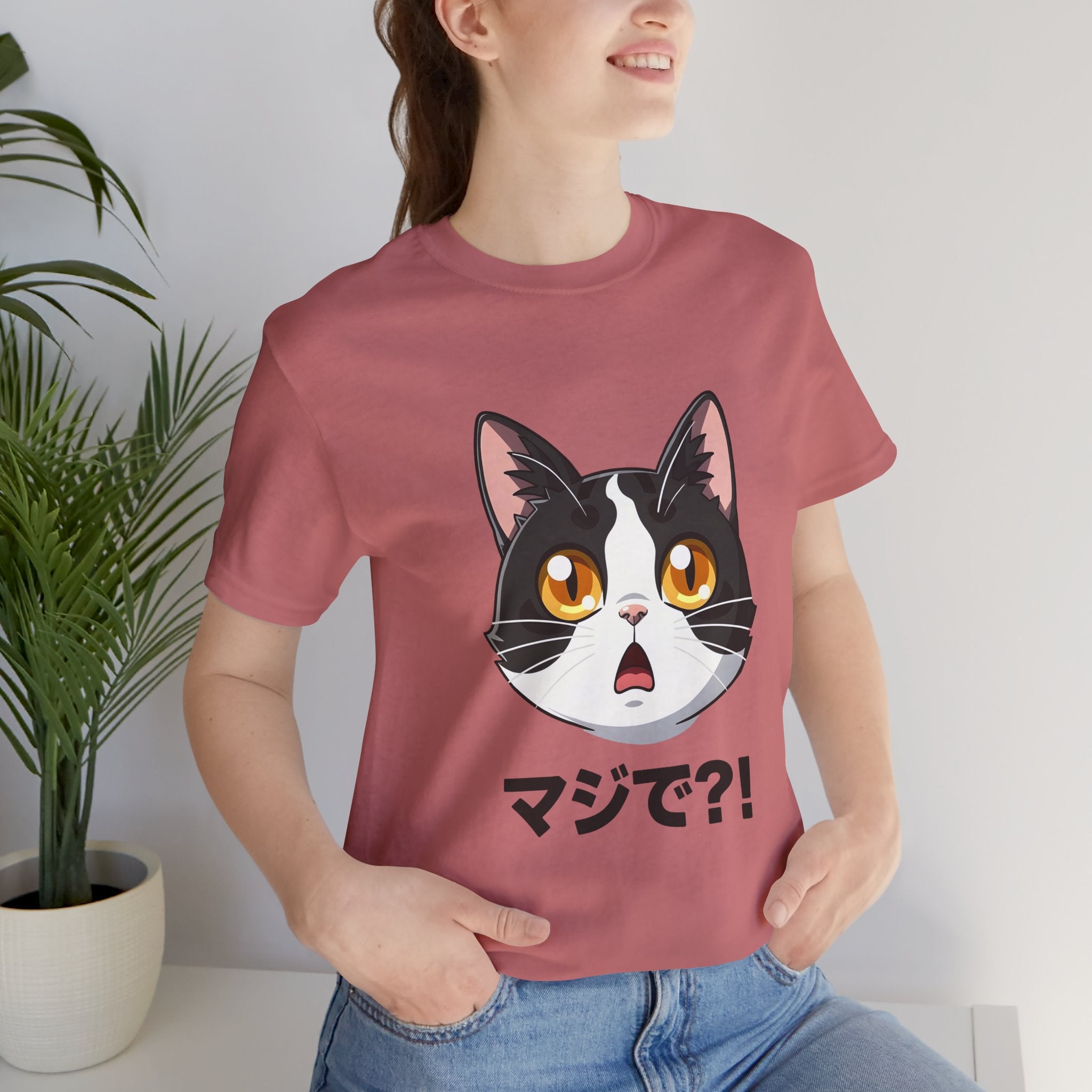 Cat Shock Face Graphic Tee — マジで?! Cute Anime Cat T-Shirt