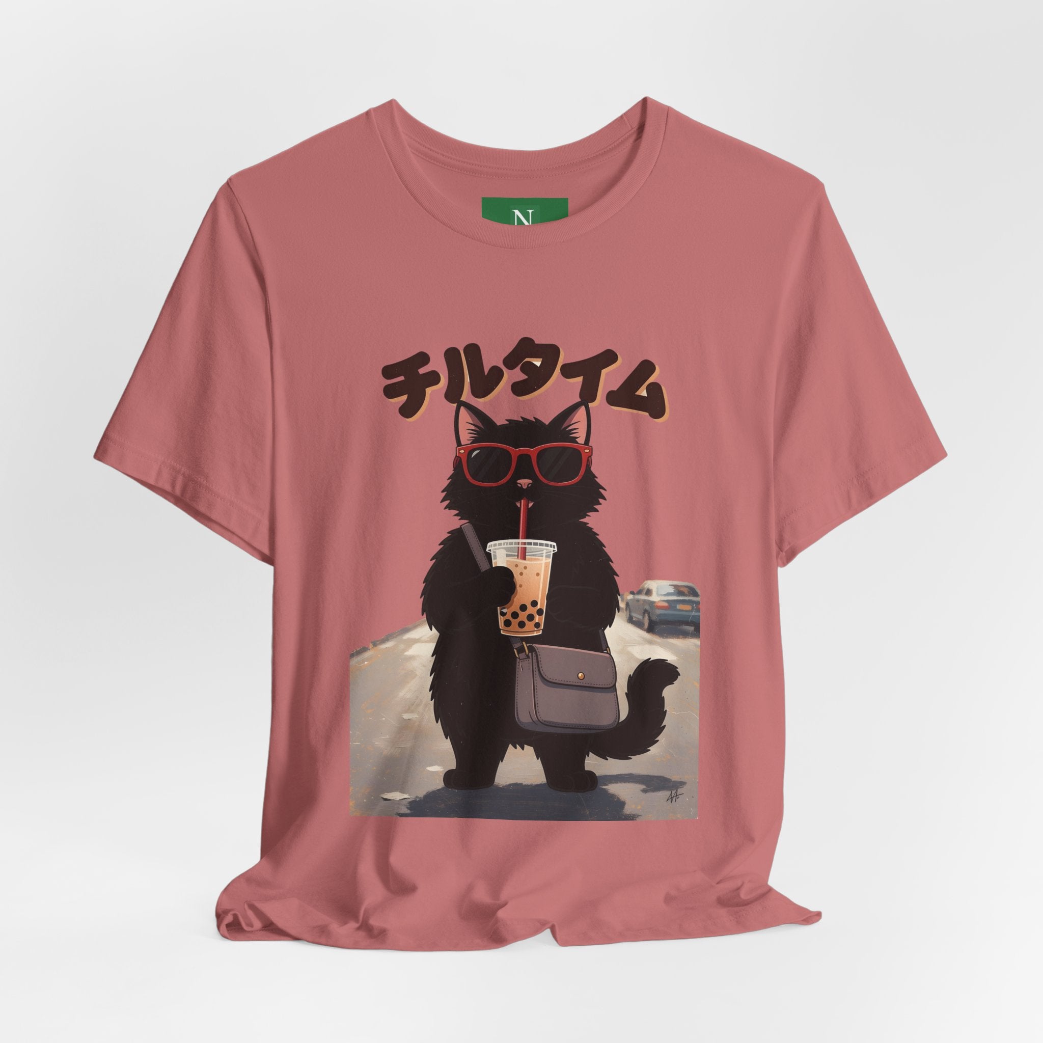 Boba Cat Tee — Cute Cat Drinking Bubble Tea Graphic T-Shirt