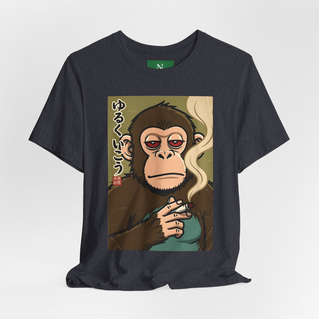 Smoking Monkey Graphic Tee — Japanese Retro Ape Illustration T-Shirt