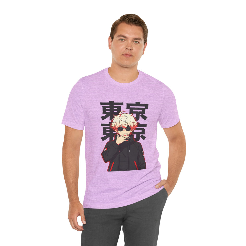 Tokyo Anime Graphic Tee — Blond Character with Kanji "東京"