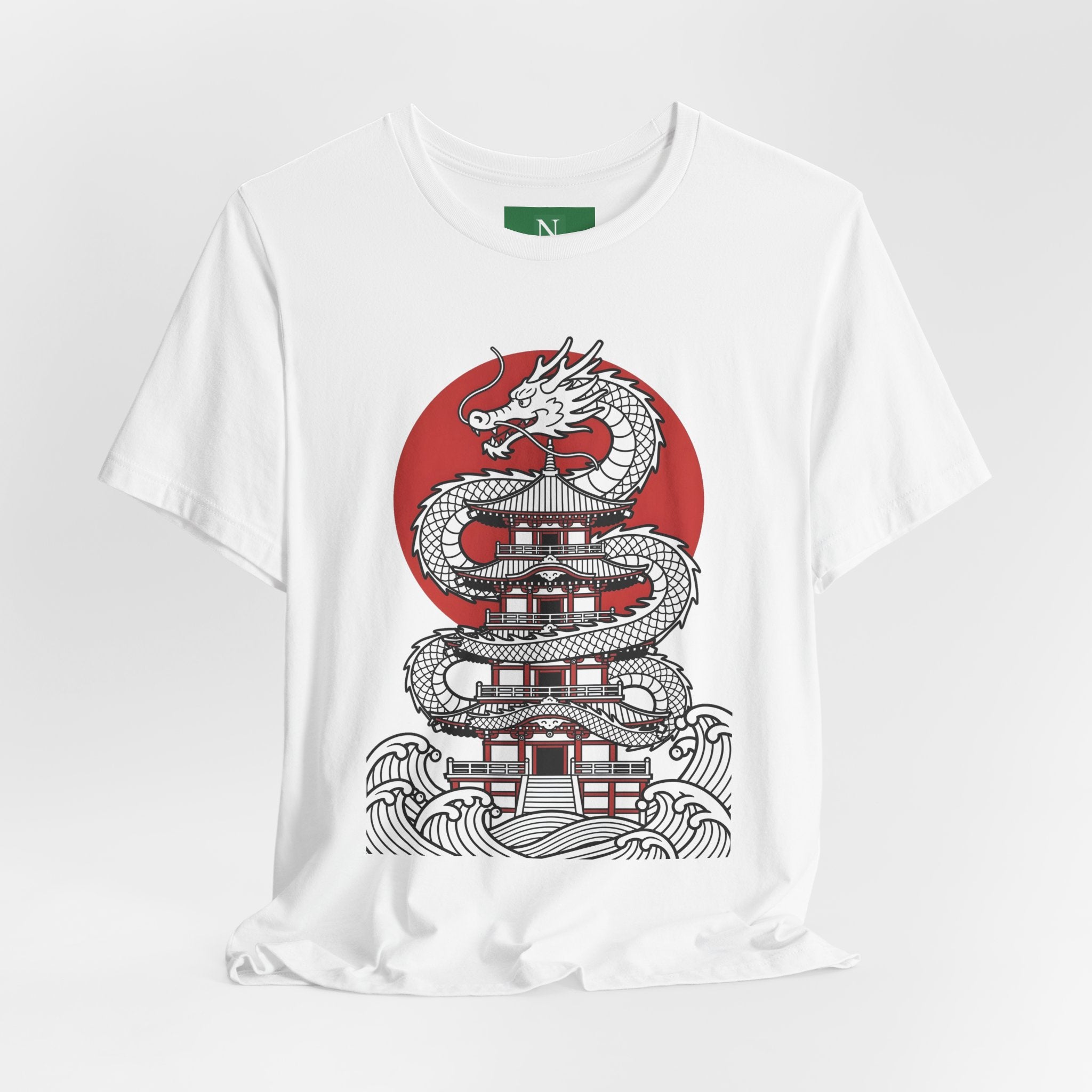 Dragon Pagoda T‑Shirt — Japanese Red Sun Temple Graphic Tee