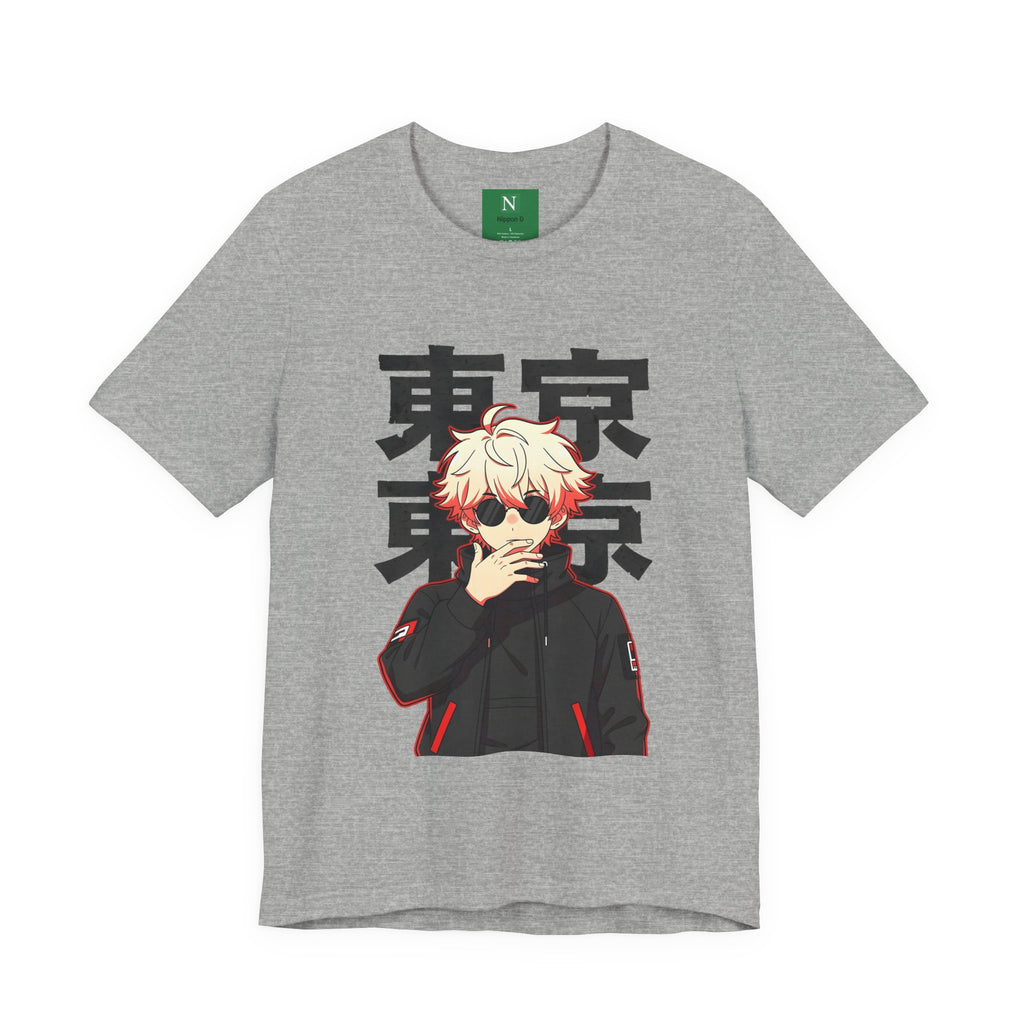 Tokyo Anime Graphic Tee — Blond Character with Kanji "東京"