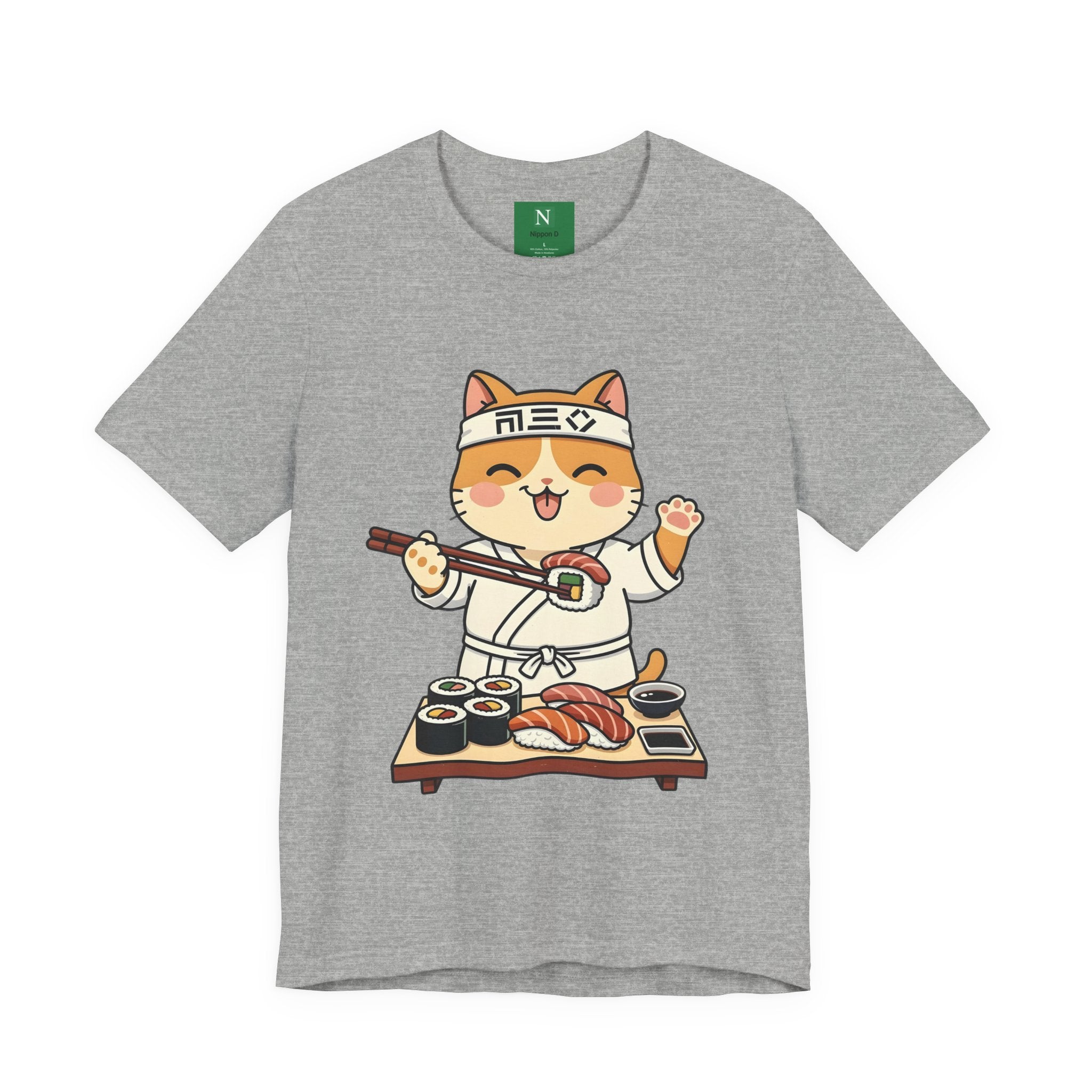 Sushi Chef Cat T‑Shirt — Cute Kawaii Cat Making Sushi Graphic Tee
