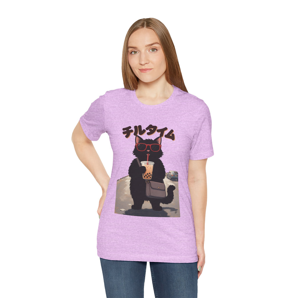 Boba Cat Tee — Cute Cat Drinking Bubble Tea Graphic T-Shirt