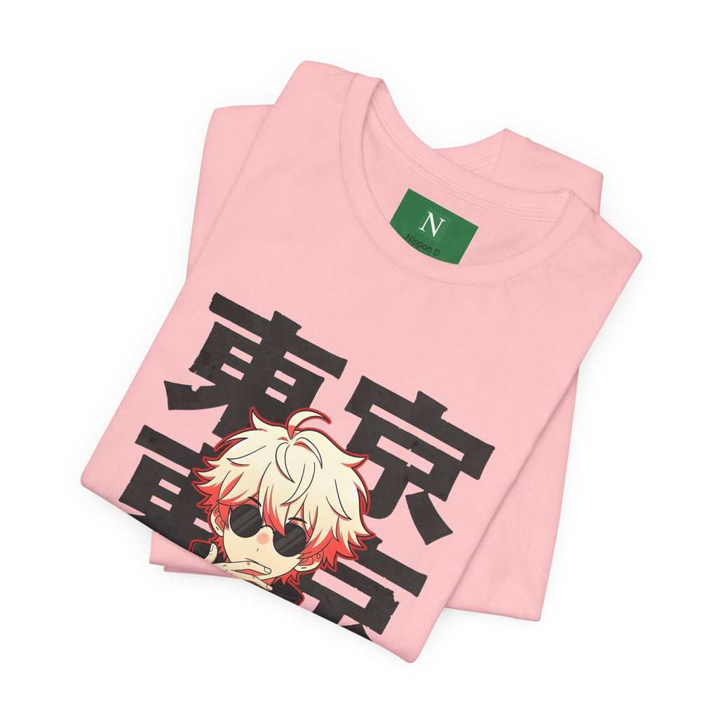 Tokyo Anime Graphic Tee — Blond Character with Kanji "東京"