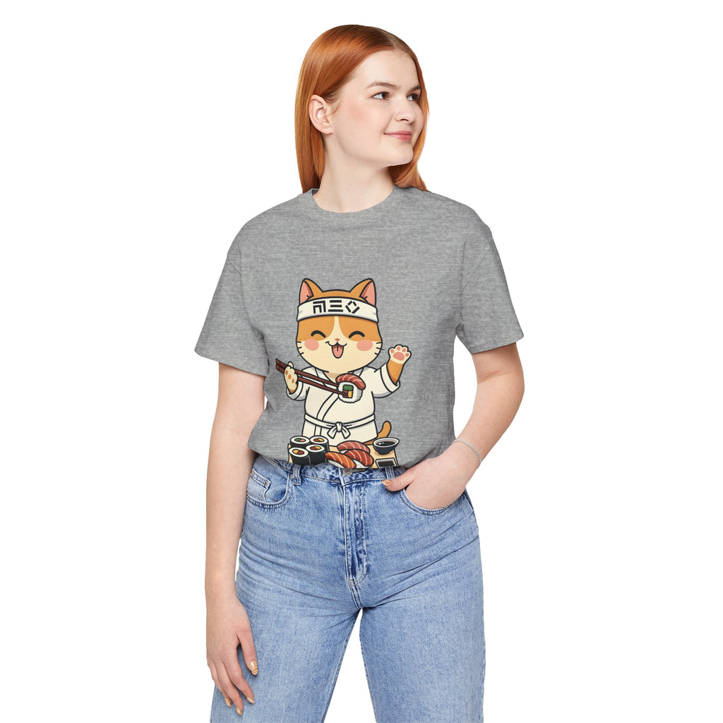 Sushi Chef Cat T‑Shirt — Cute Kawaii Cat Making Sushi Graphic Tee