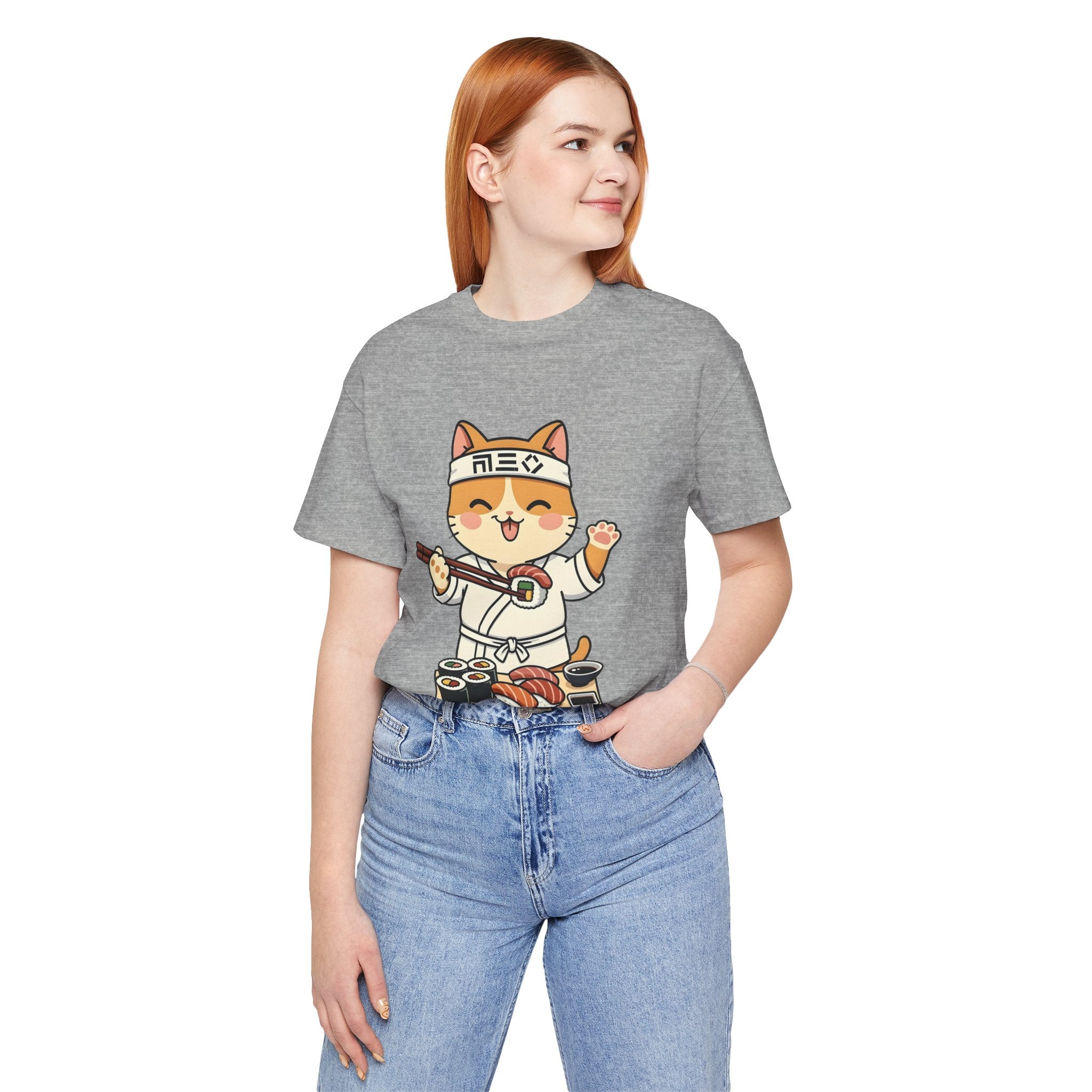 Sushi Chef Cat T‑Shirt — Cute Kawaii Cat Making Sushi Graphic Tee