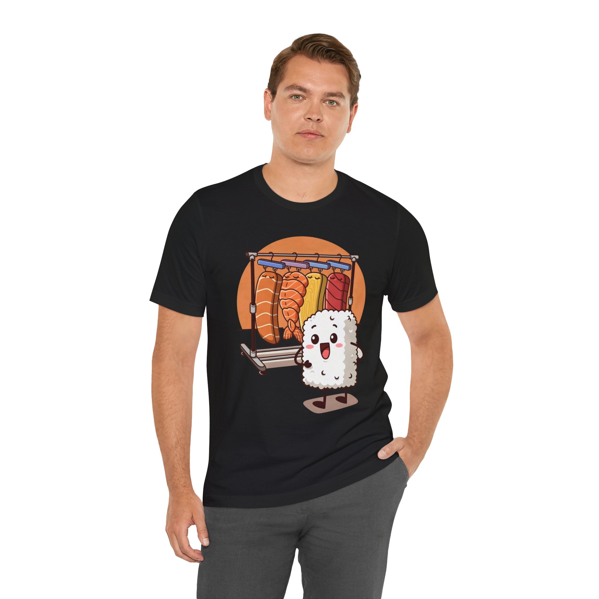 Cute Sushi Rice Cartoon T‑Shirt — Kawaii Nigiri Character Tee