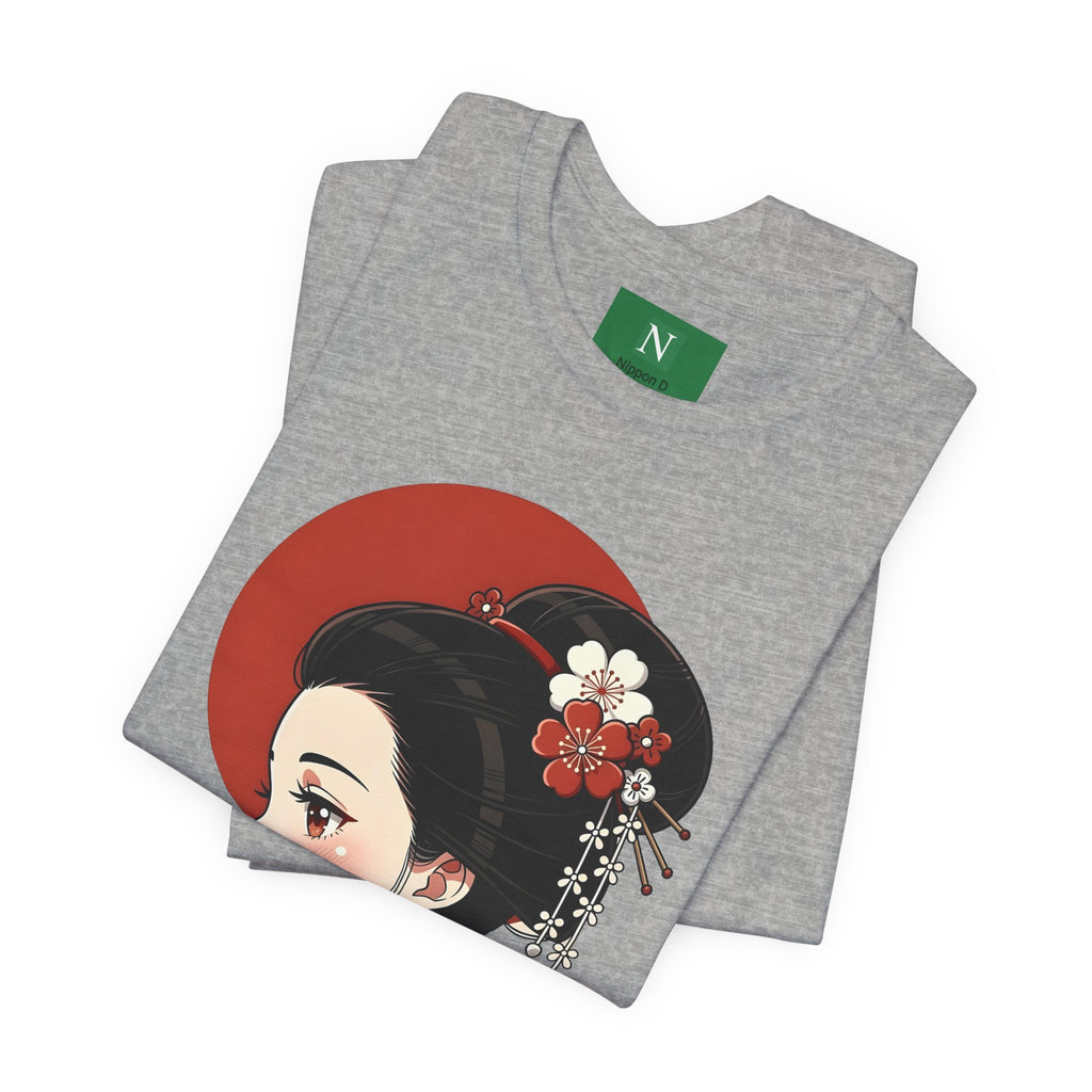 Geisha Portrait Tee — Japanese Floral Kimono Art T-Shirt
