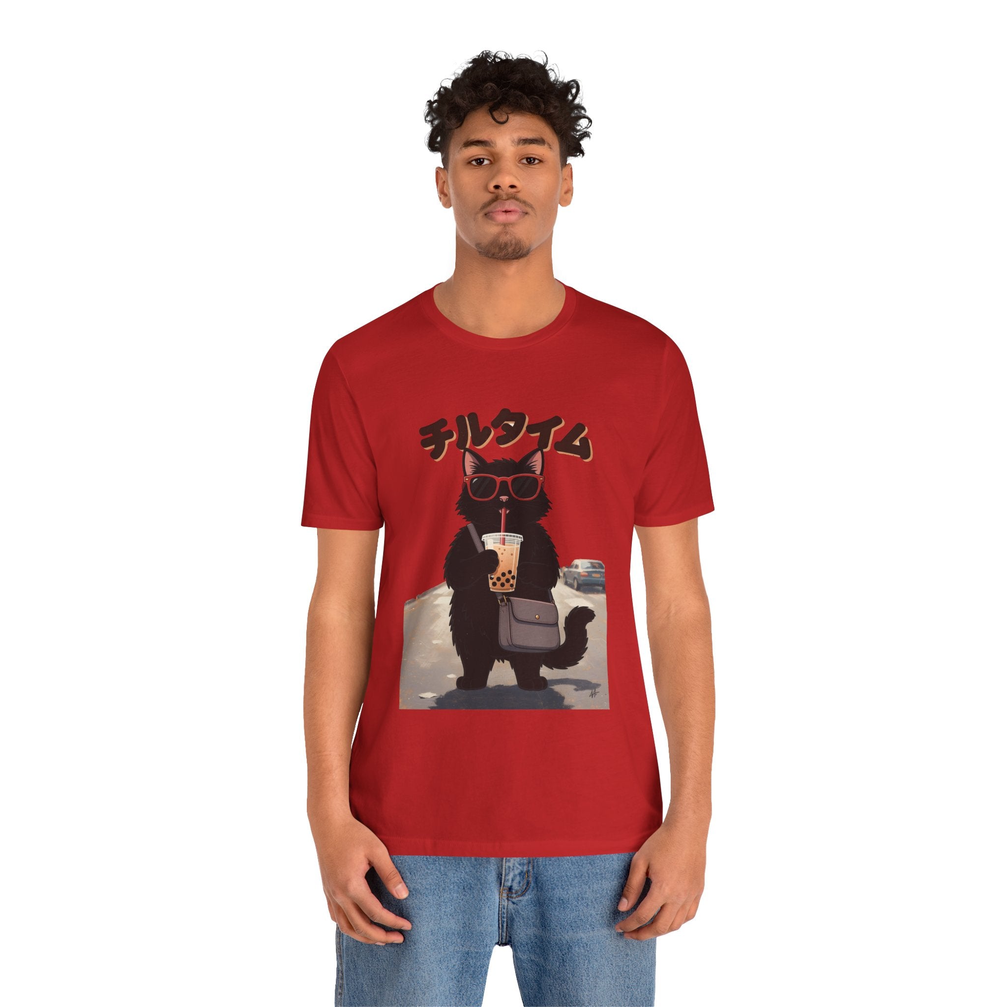 Boba Cat Tee — Cute Cat Drinking Bubble Tea Graphic T-Shirt