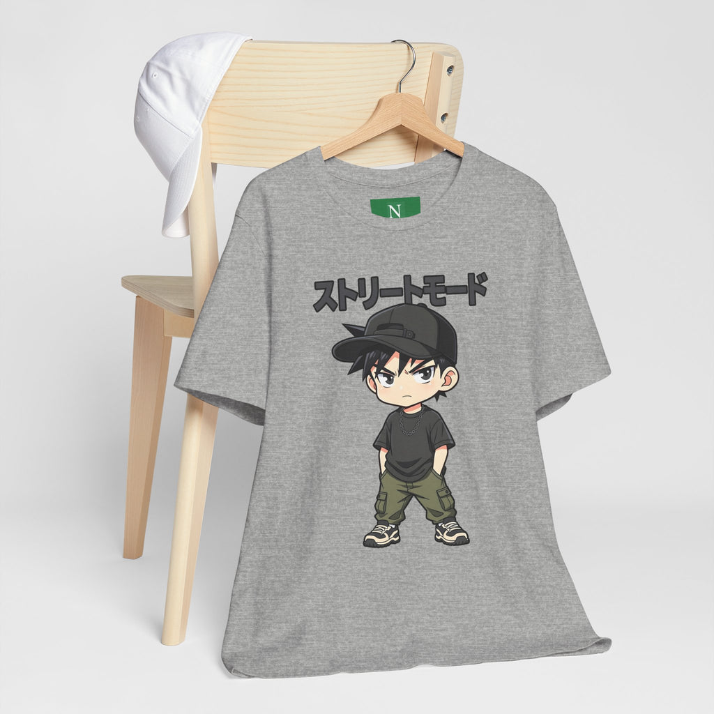 Street Mode Anime Boy T-Shirt — Japanese Text Graphic Tee