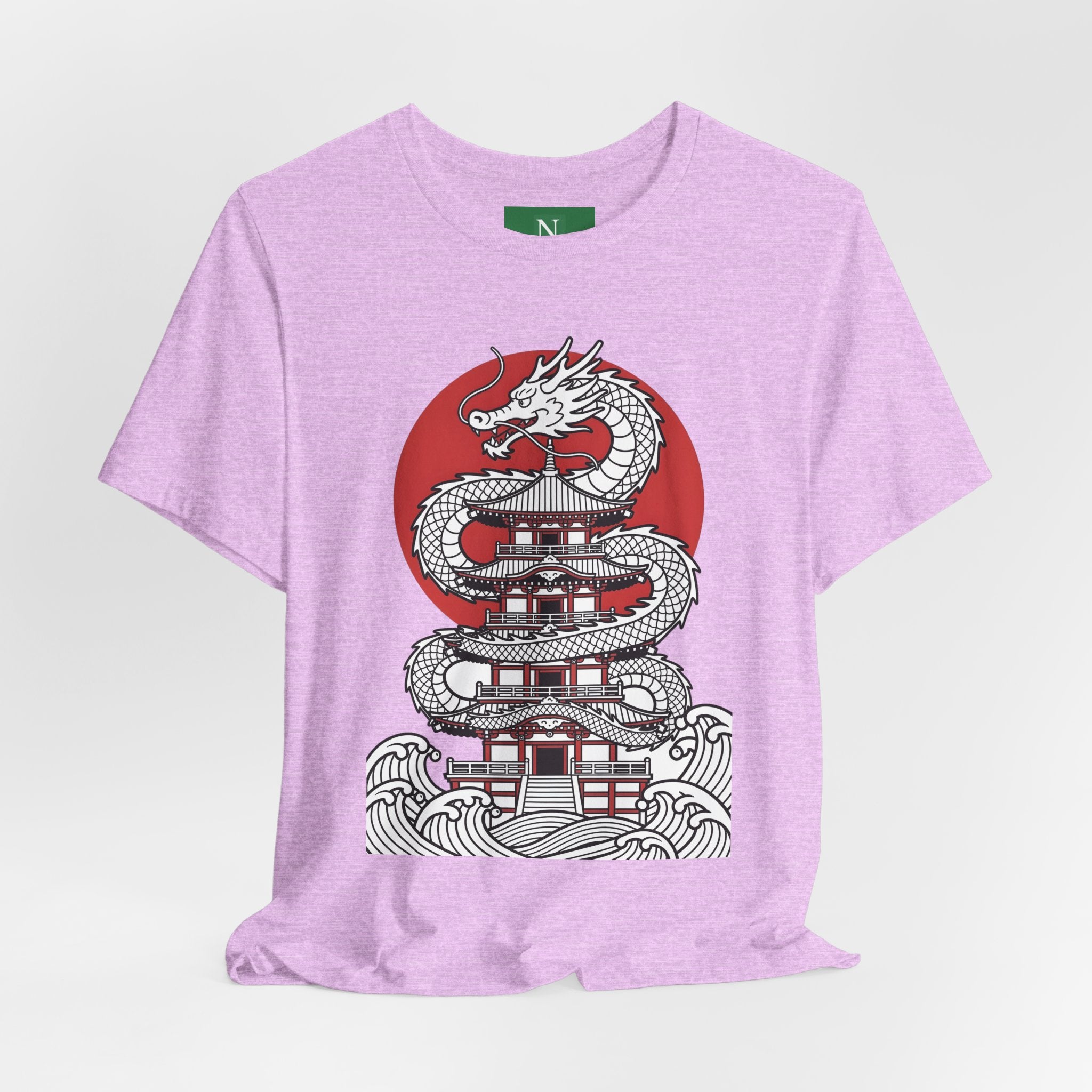 Dragon Pagoda T‑Shirt — Japanese Red Sun Temple Graphic Tee