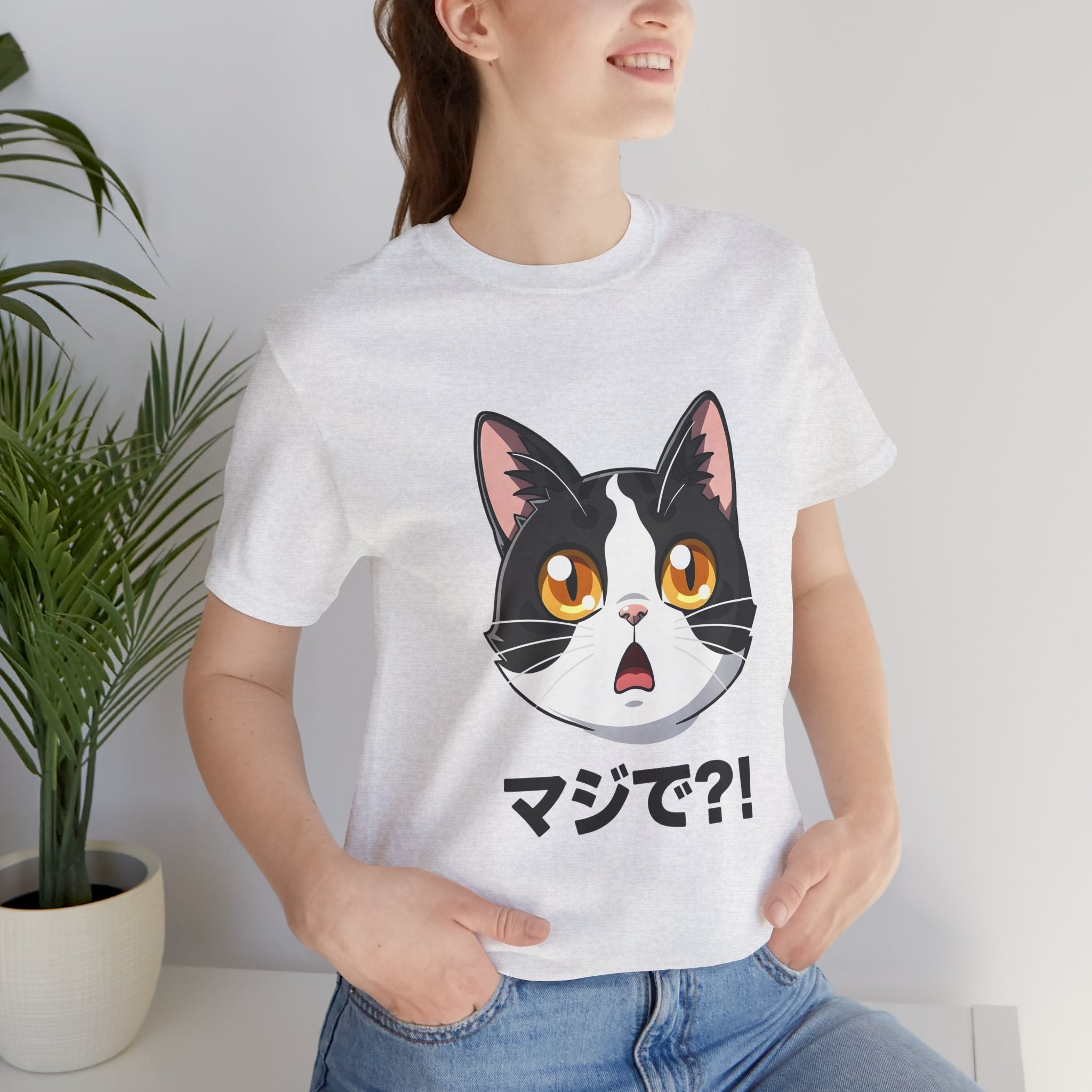 Cat Shock Face Graphic Tee — マジで?! Cute Anime Cat T-Shirt