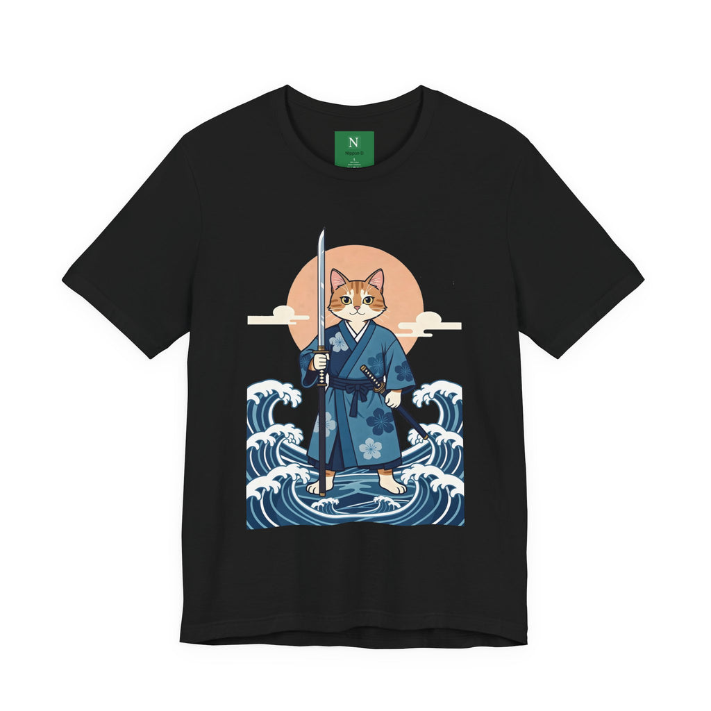 Samurai Cat T-Shirt — Japanese Wave Illustration Tee