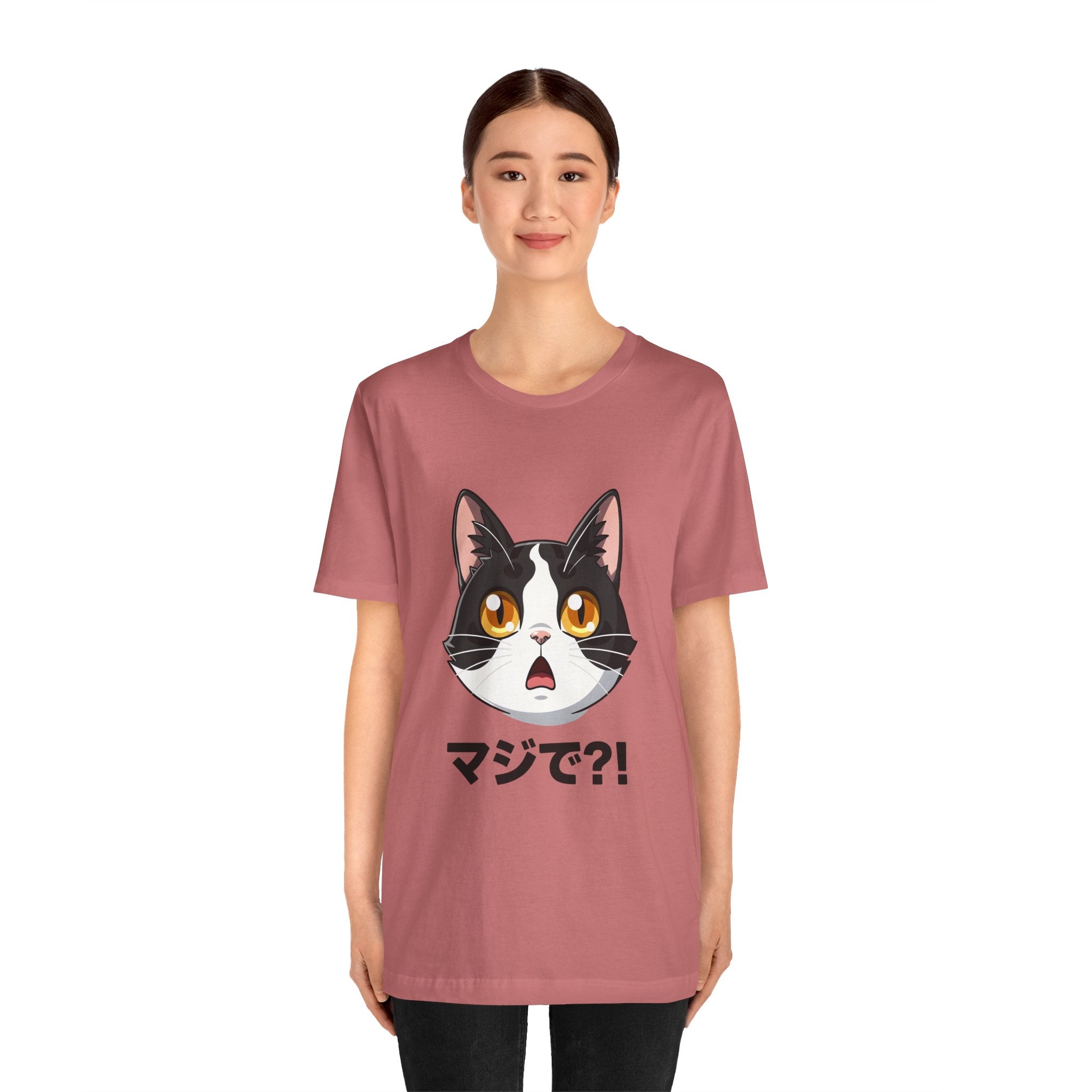 Cat Shock Face Graphic Tee — マジで?! Cute Anime Cat T-Shirt