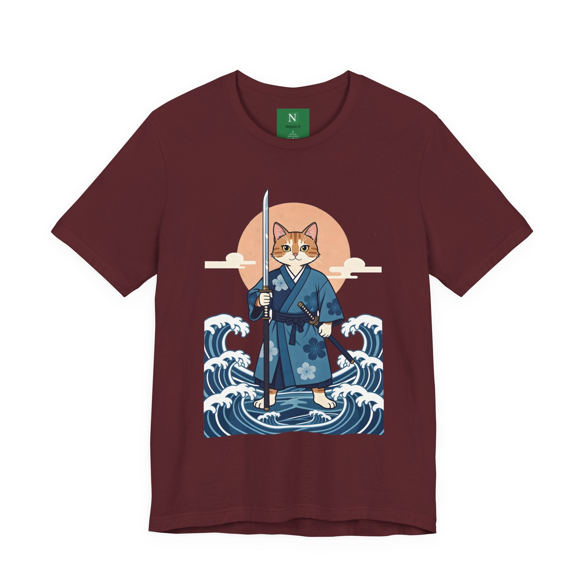 Samurai Cat T-Shirt — Japanese Wave Illustration Tee