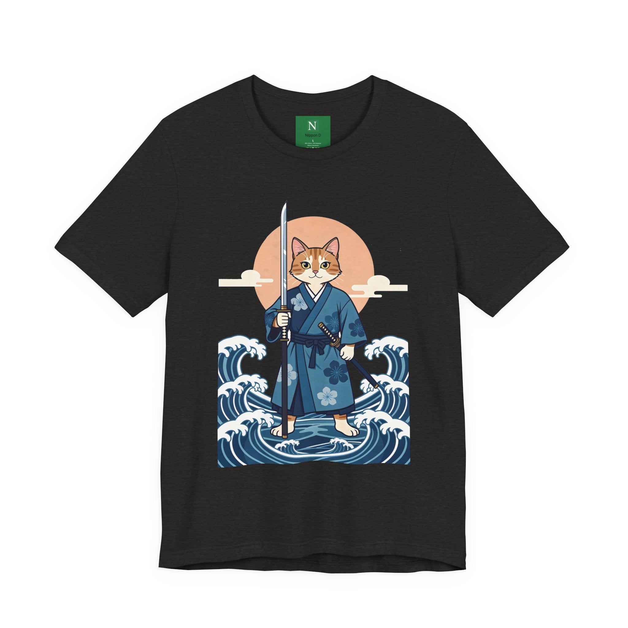 Samurai Cat T-Shirt — Japanese Wave Illustration Tee