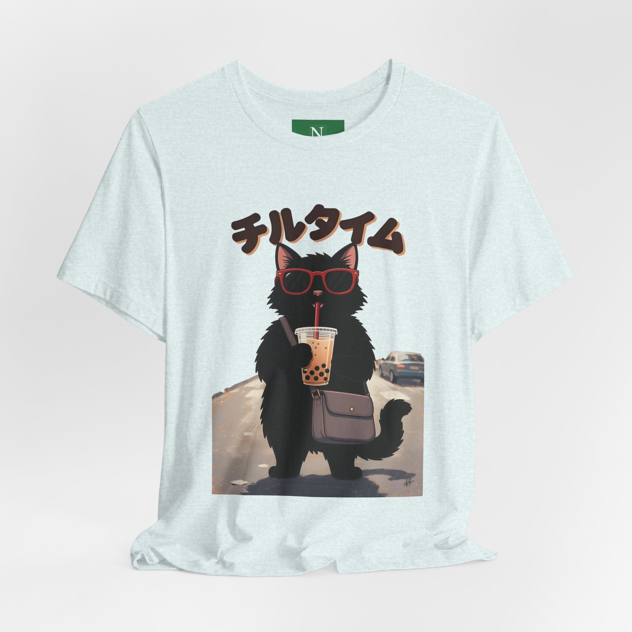 Boba Cat Tee — Cute Cat Drinking Bubble Tea Graphic T-Shirt