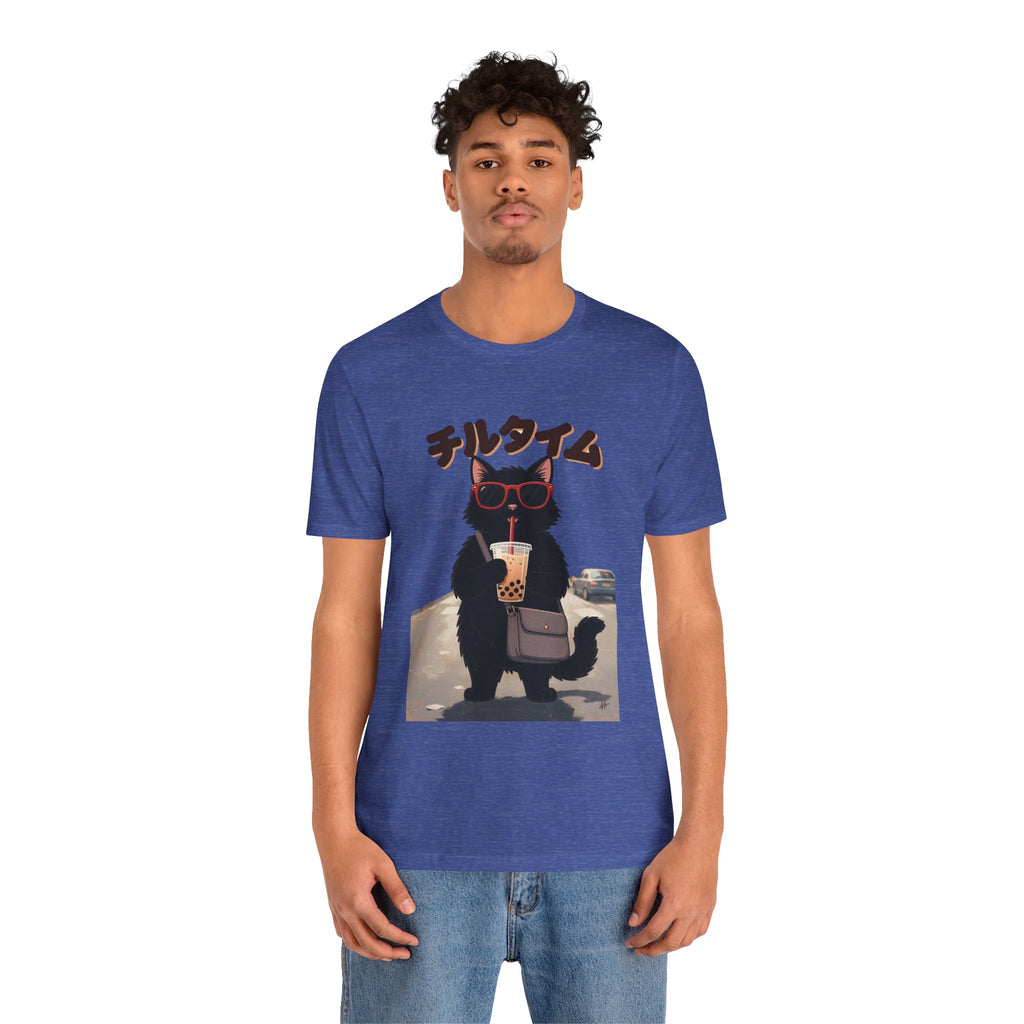 Boba Cat Tee — Cute Cat Drinking Bubble Tea Graphic T-Shirt