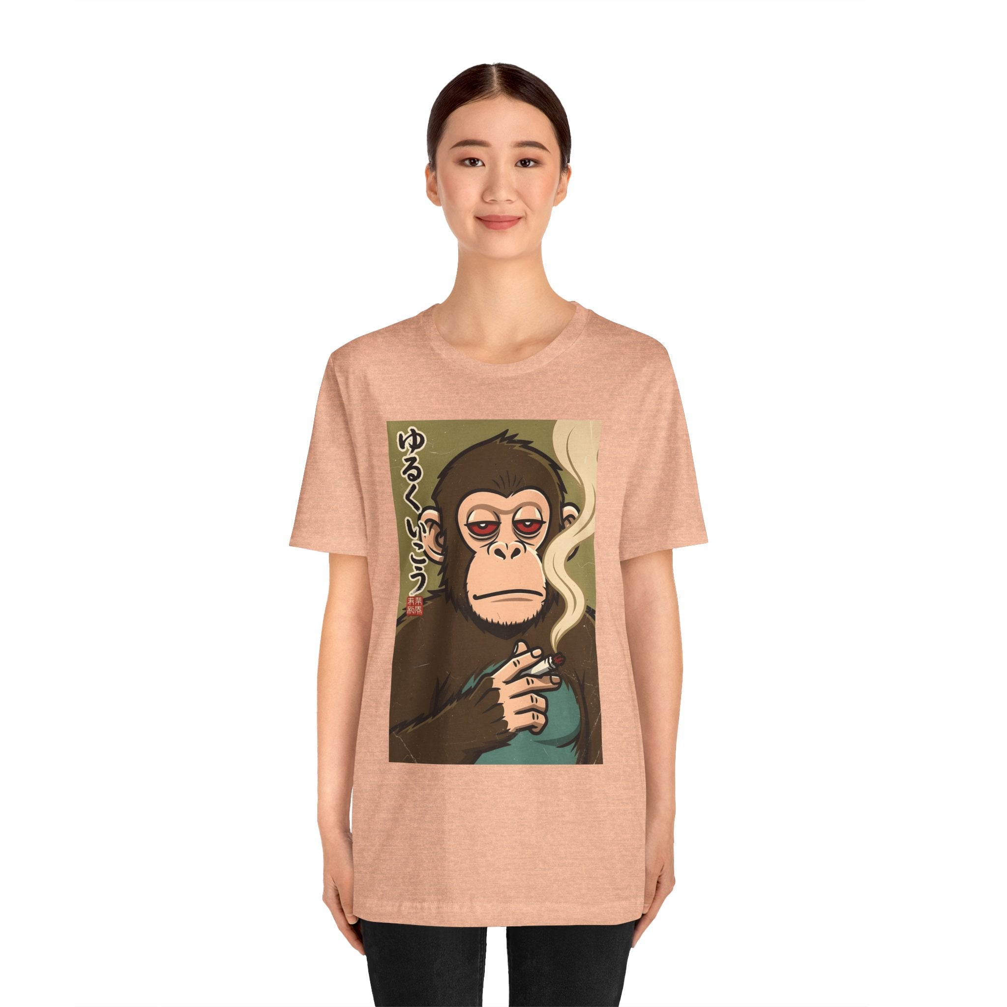 Smoking Monkey Graphic Tee — Japanese Retro Ape Illustration T-Shirt