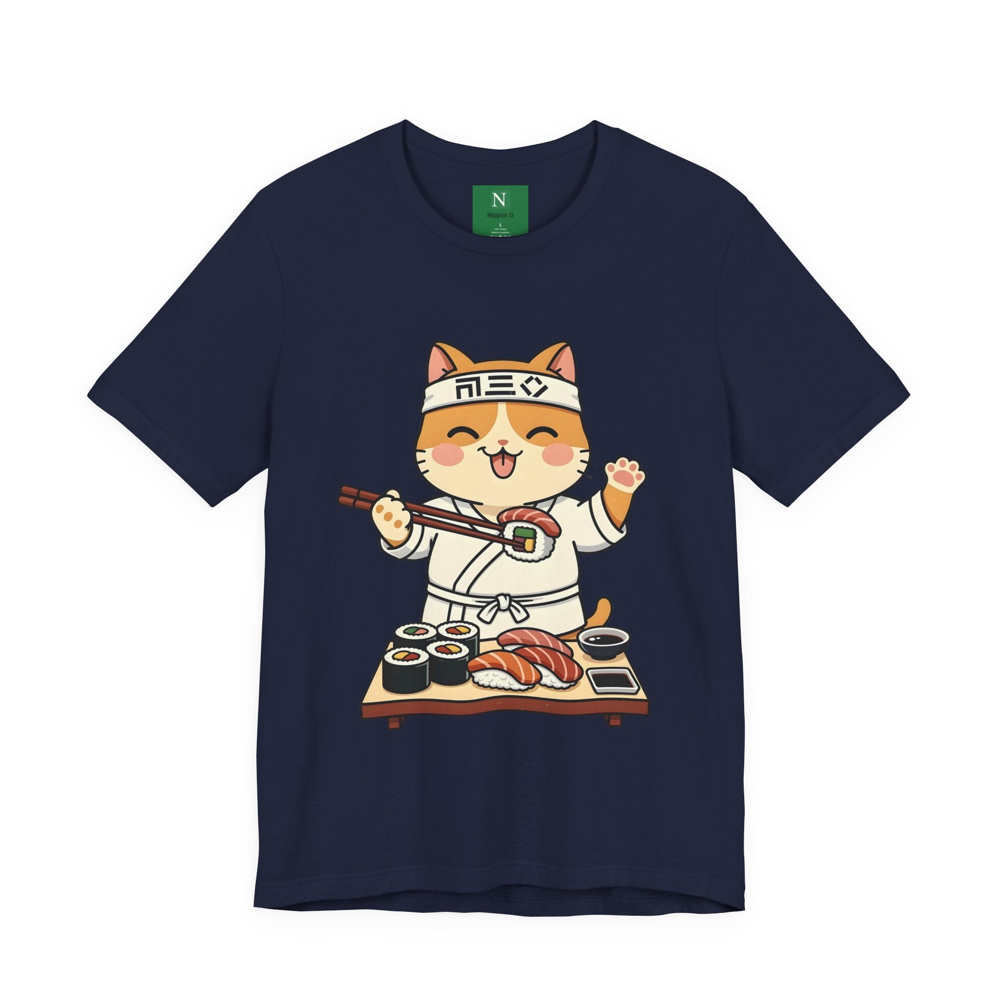 Sushi Chef Cat T‑Shirt — Cute Kawaii Cat Making Sushi Graphic Tee