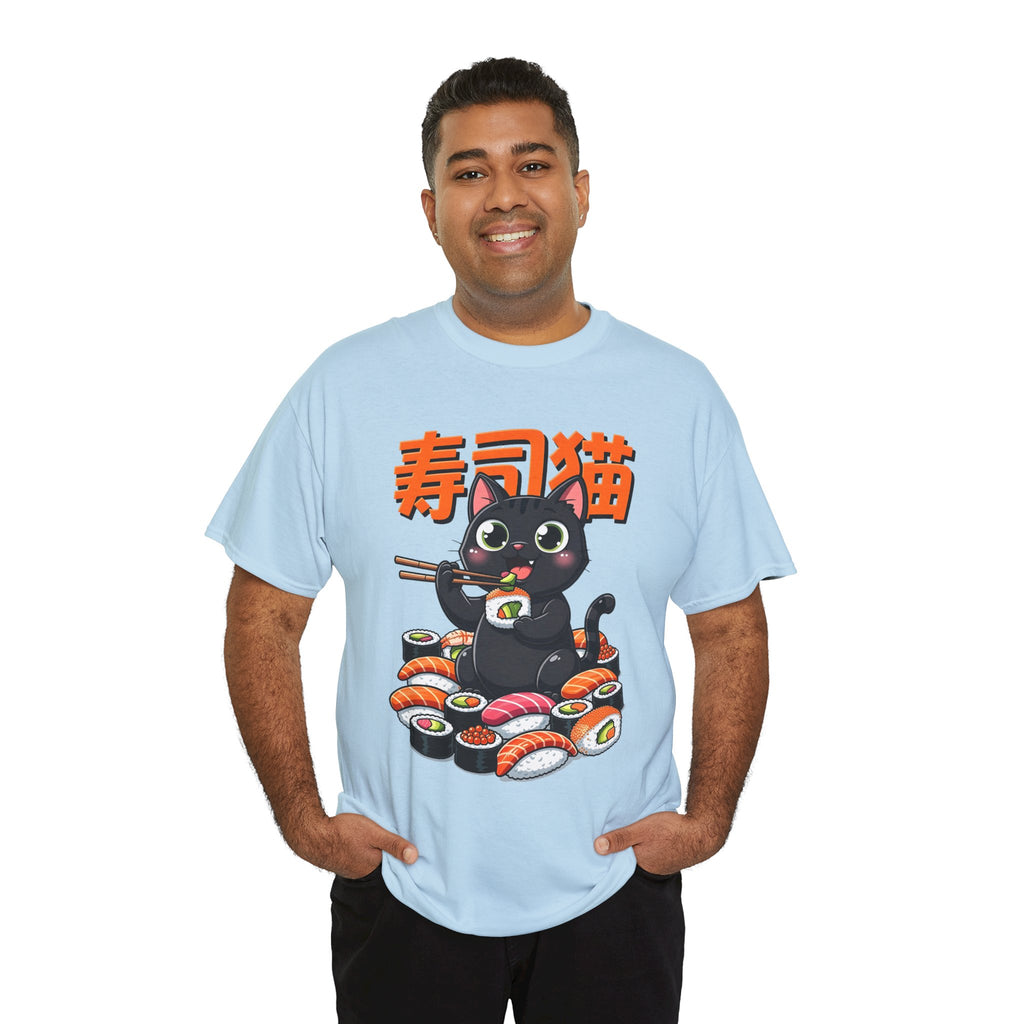 Sushi Cat T-Shirt – Cute Black Cat Eating Sushi Graphic Tee