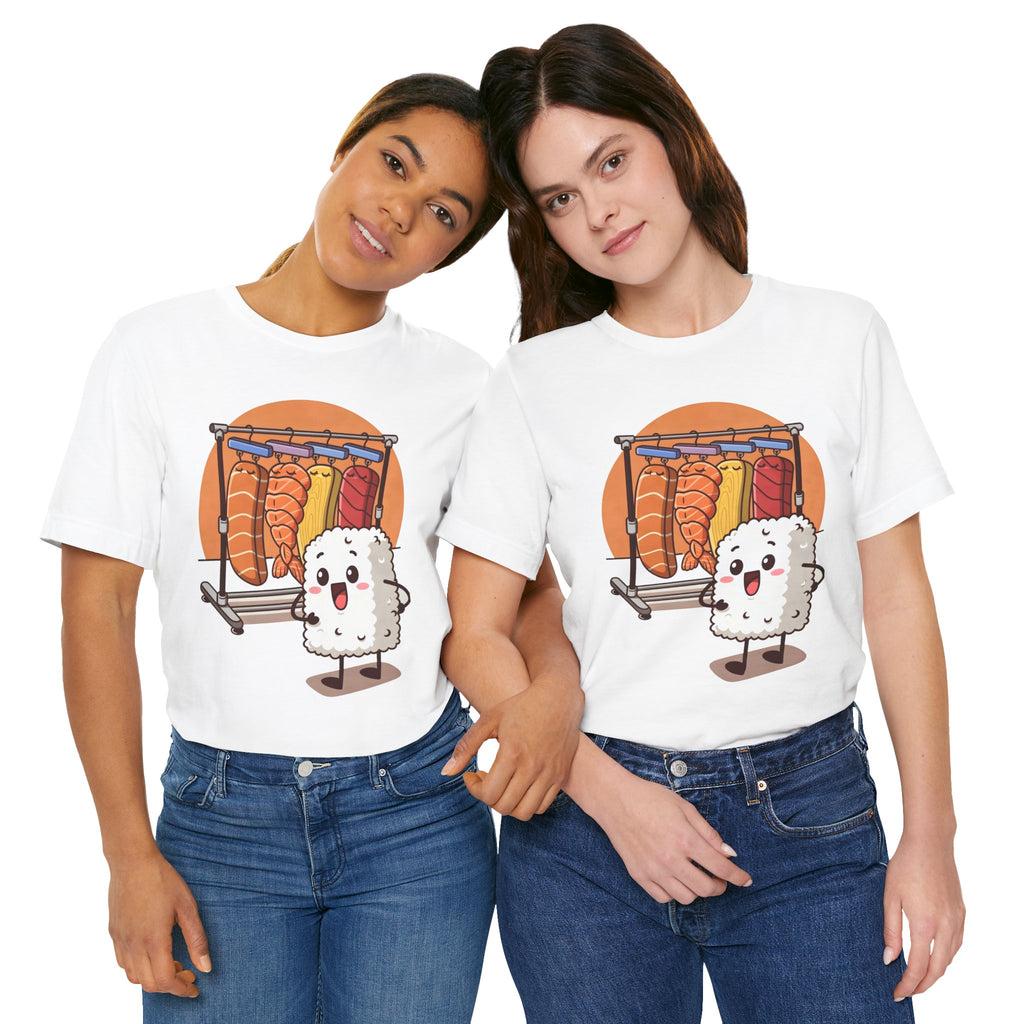 Cute Sushi Rice Cartoon T‑Shirt — Kawaii Nigiri Character Tee