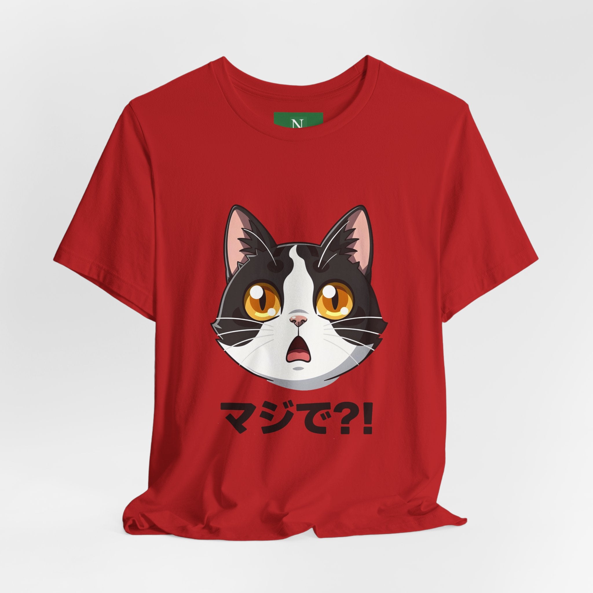 Cat Shock Face Graphic Tee — マジで?! Cute Anime Cat T-Shirt