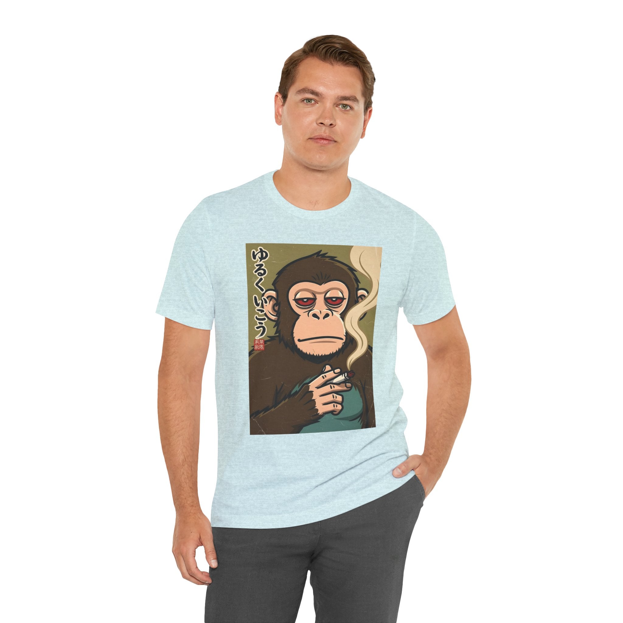 Smoking Monkey Graphic Tee — Japanese Retro Ape Illustration T-Shirt