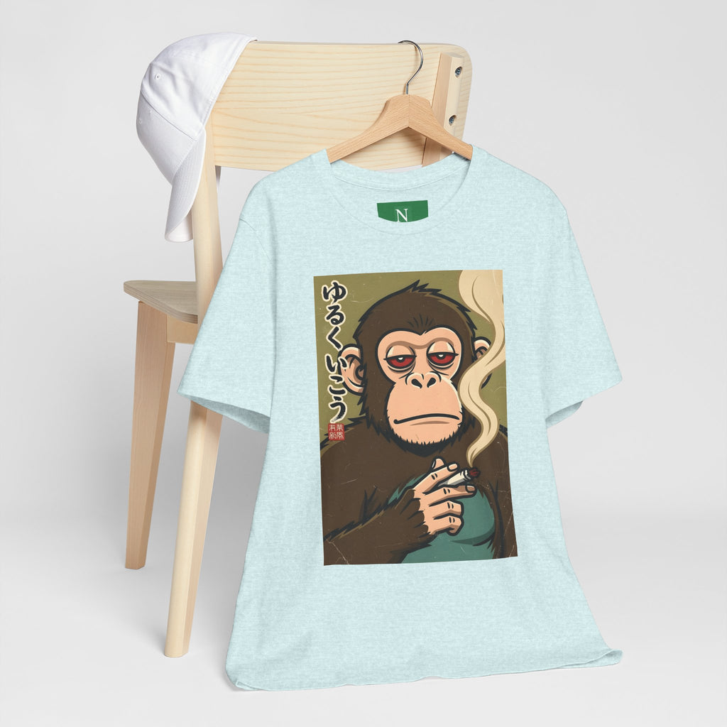 Smoking Monkey Graphic Tee — Japanese Retro Ape Illustration T-Shirt
