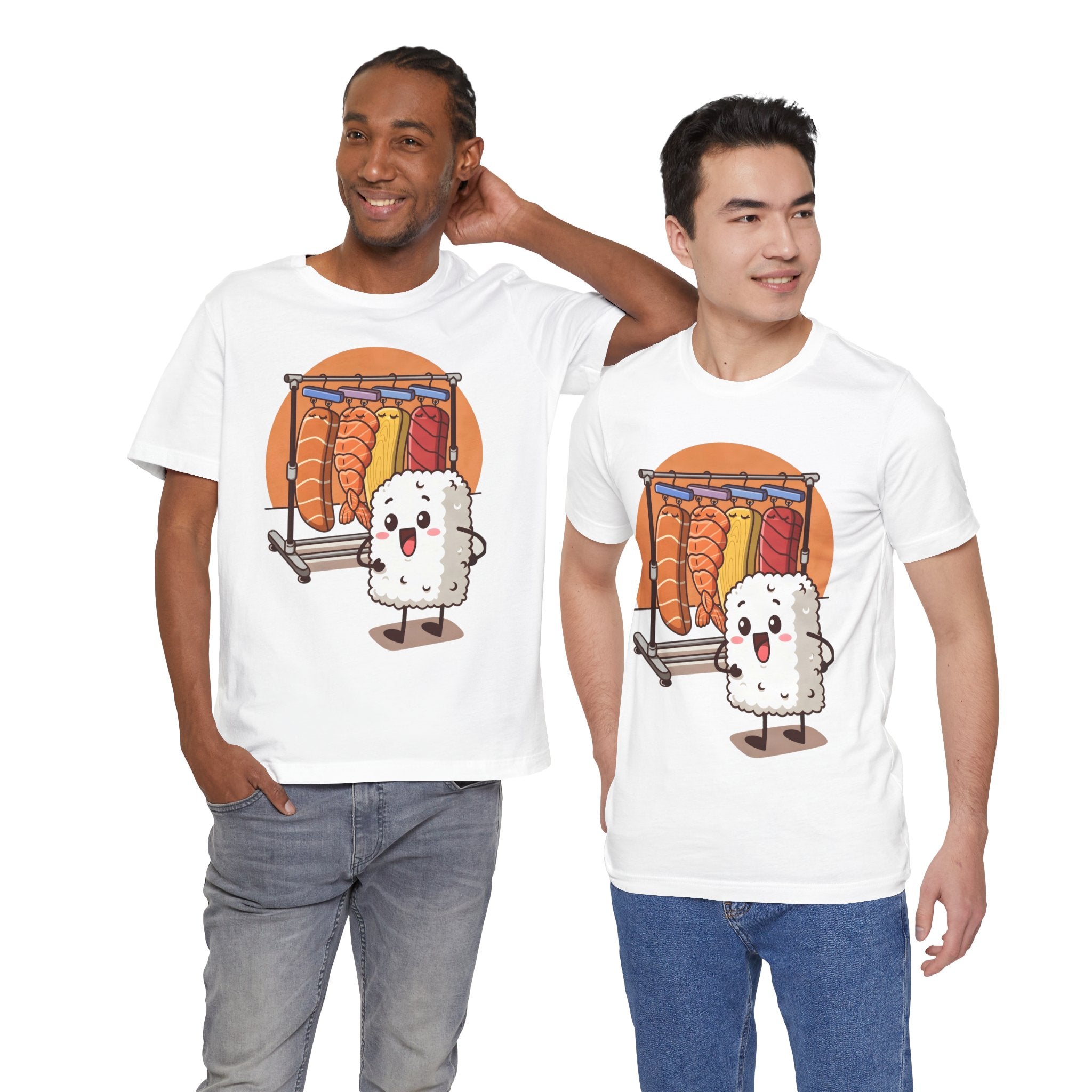 Cute Sushi Rice Cartoon T‑Shirt — Kawaii Nigiri Character Tee