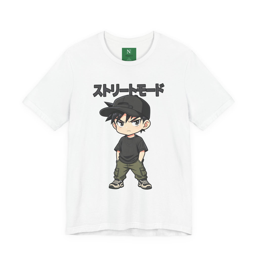 Street Mode Anime Boy T-Shirt — Japanese Text Graphic Tee