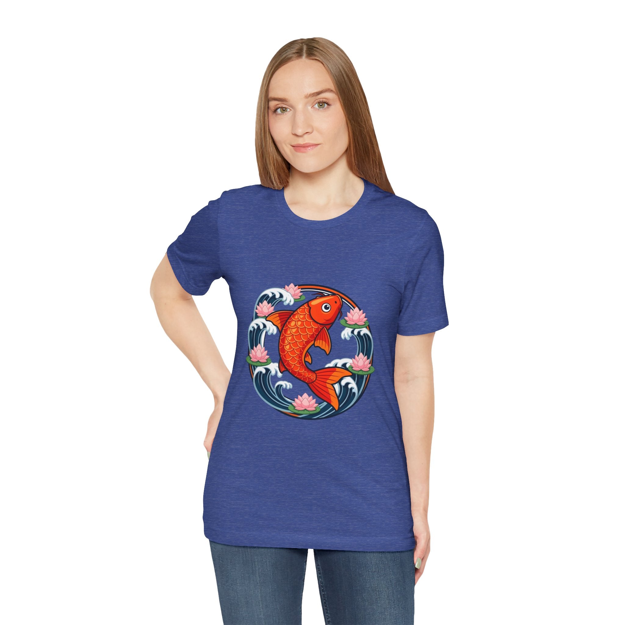 Koi Circle Graphic Tee — Japanese Koi Fish Waves & Lotus T-Shirt