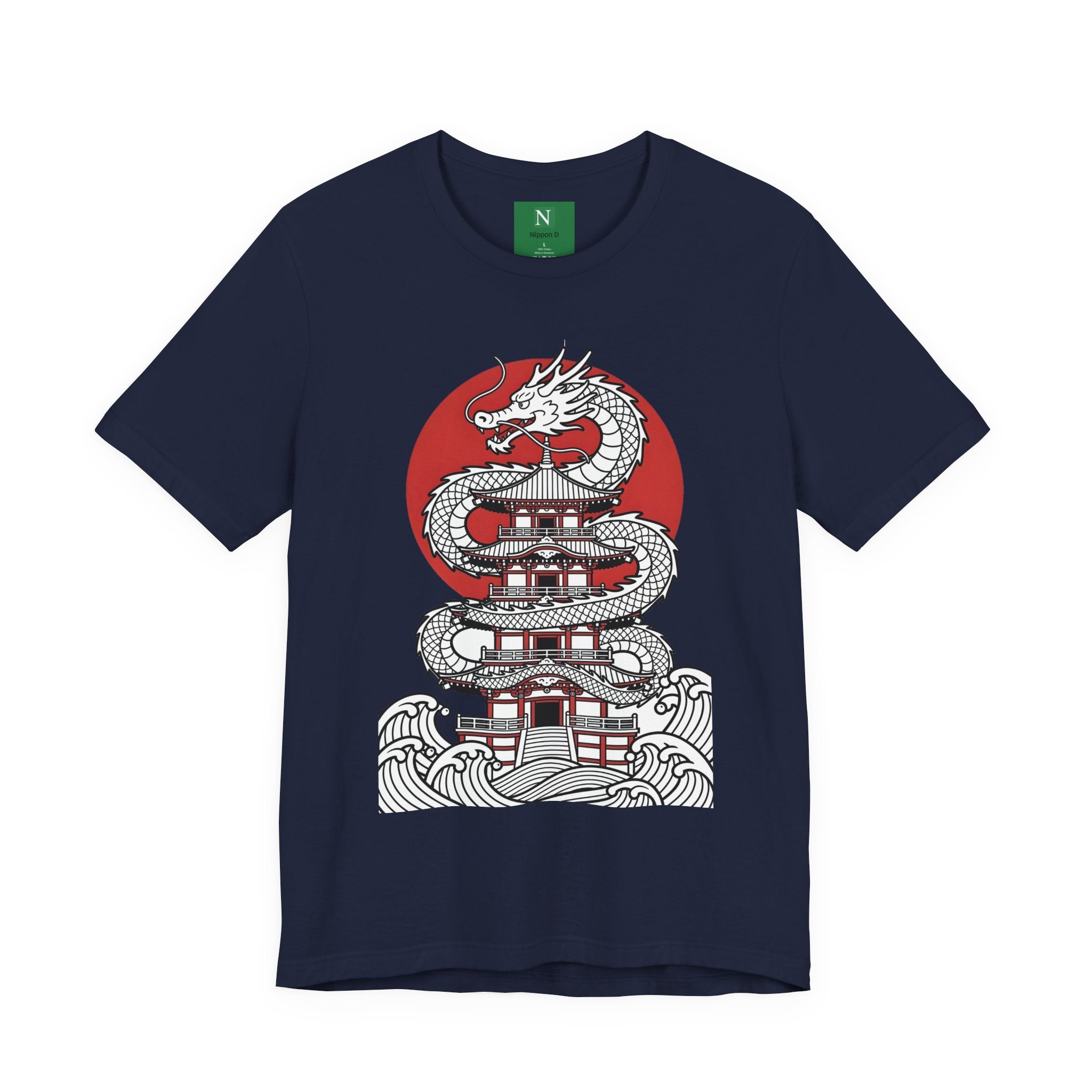 Dragon Pagoda T‑Shirt — Japanese Red Sun Temple Graphic Tee