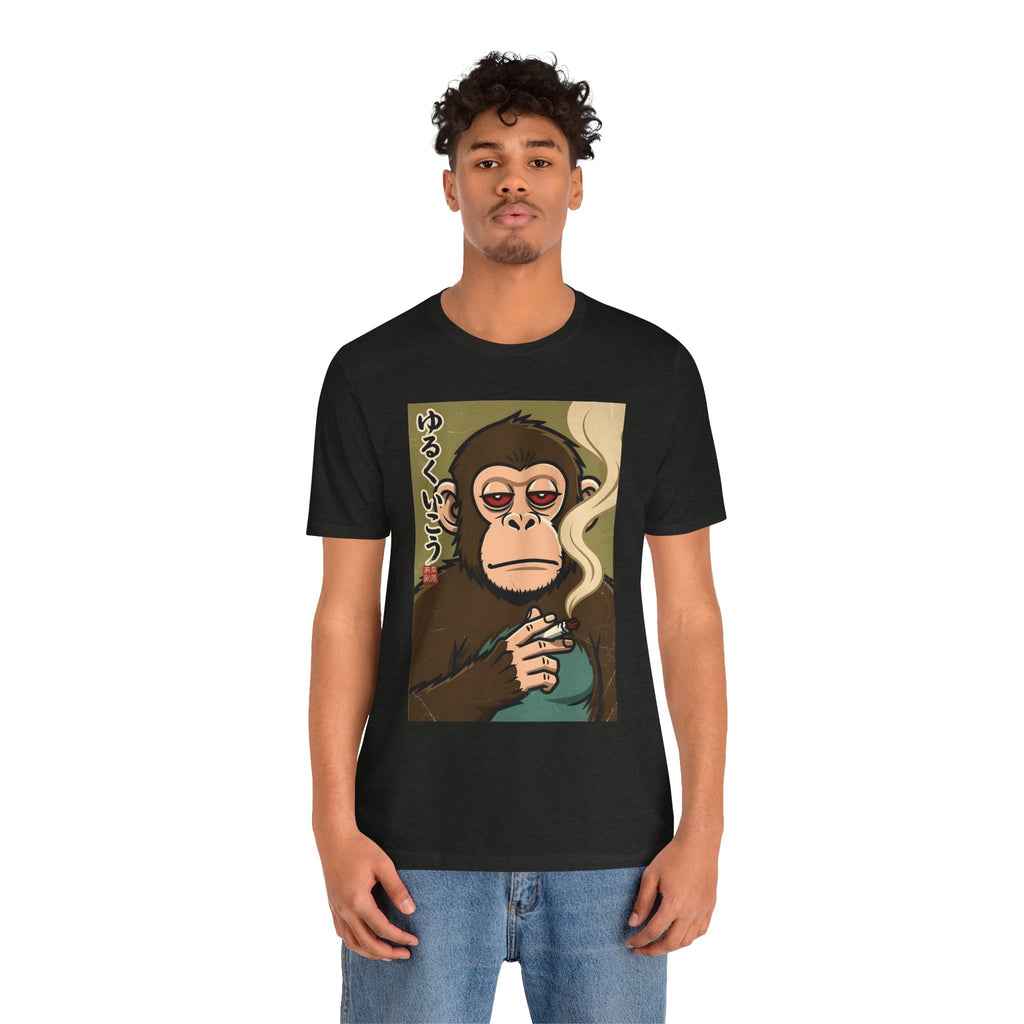 Smoking Monkey Graphic Tee — Japanese Retro Ape Illustration T-Shirt