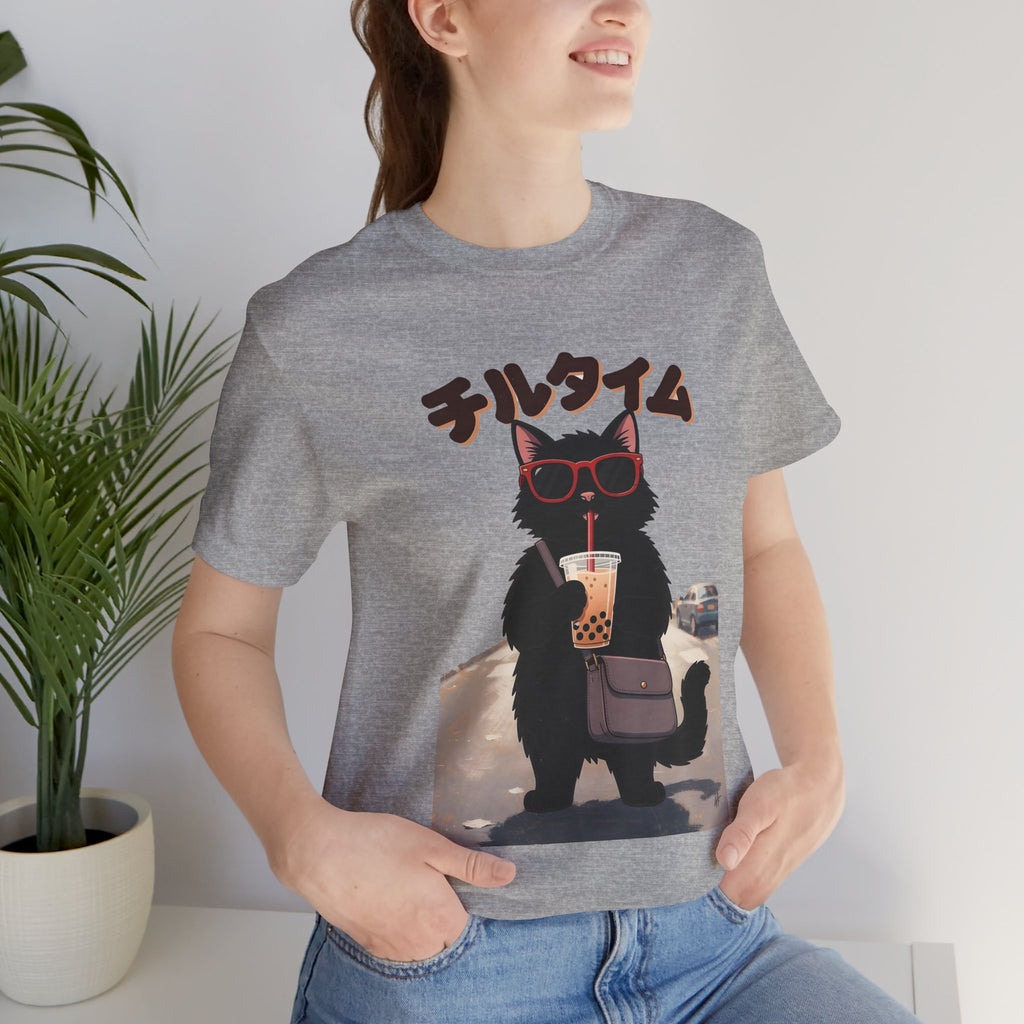 Boba Cat Tee — Cute Cat Drinking Bubble Tea Graphic T-Shirt