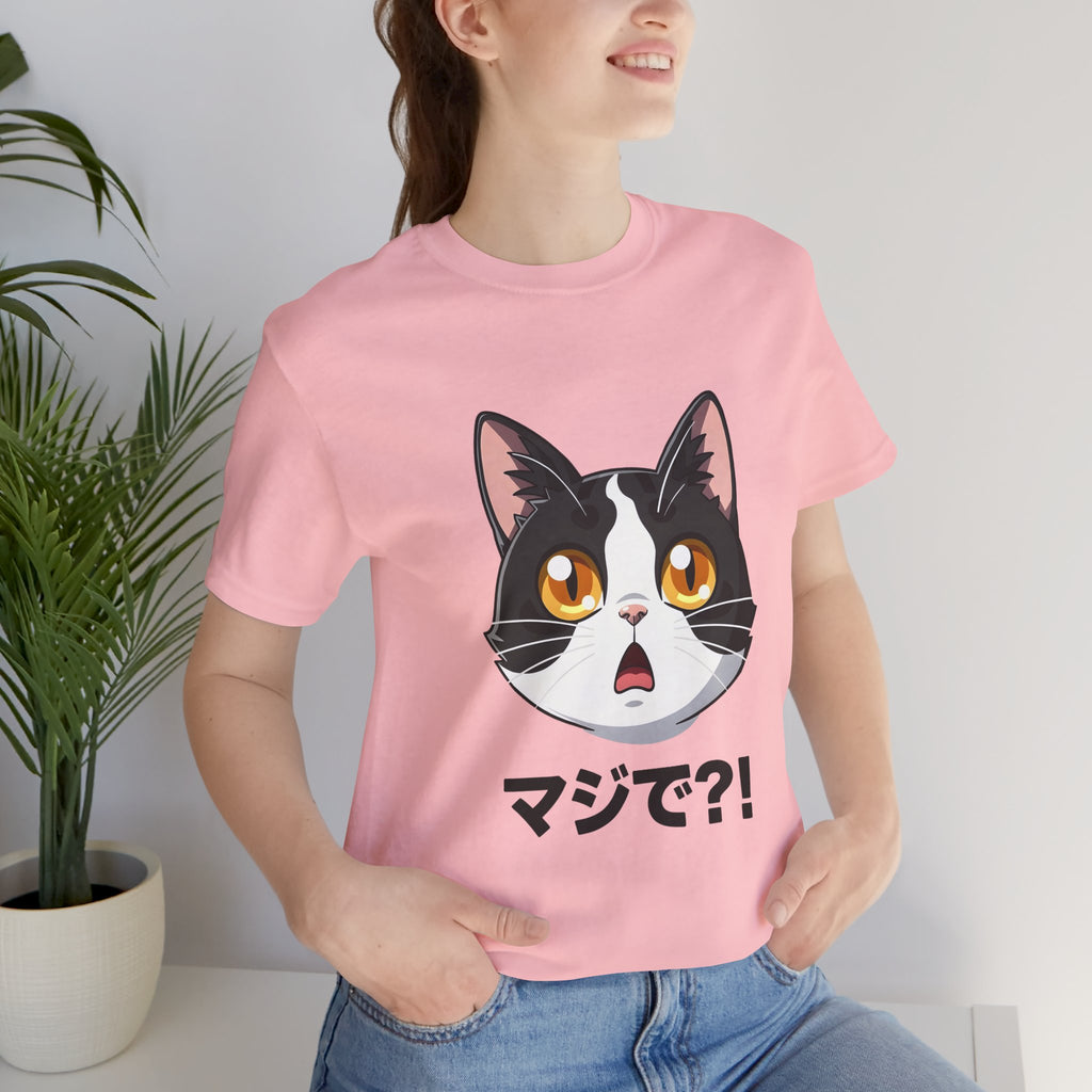 Cat Shock Face Graphic Tee — マジで?! Cute Anime Cat T-Shirt