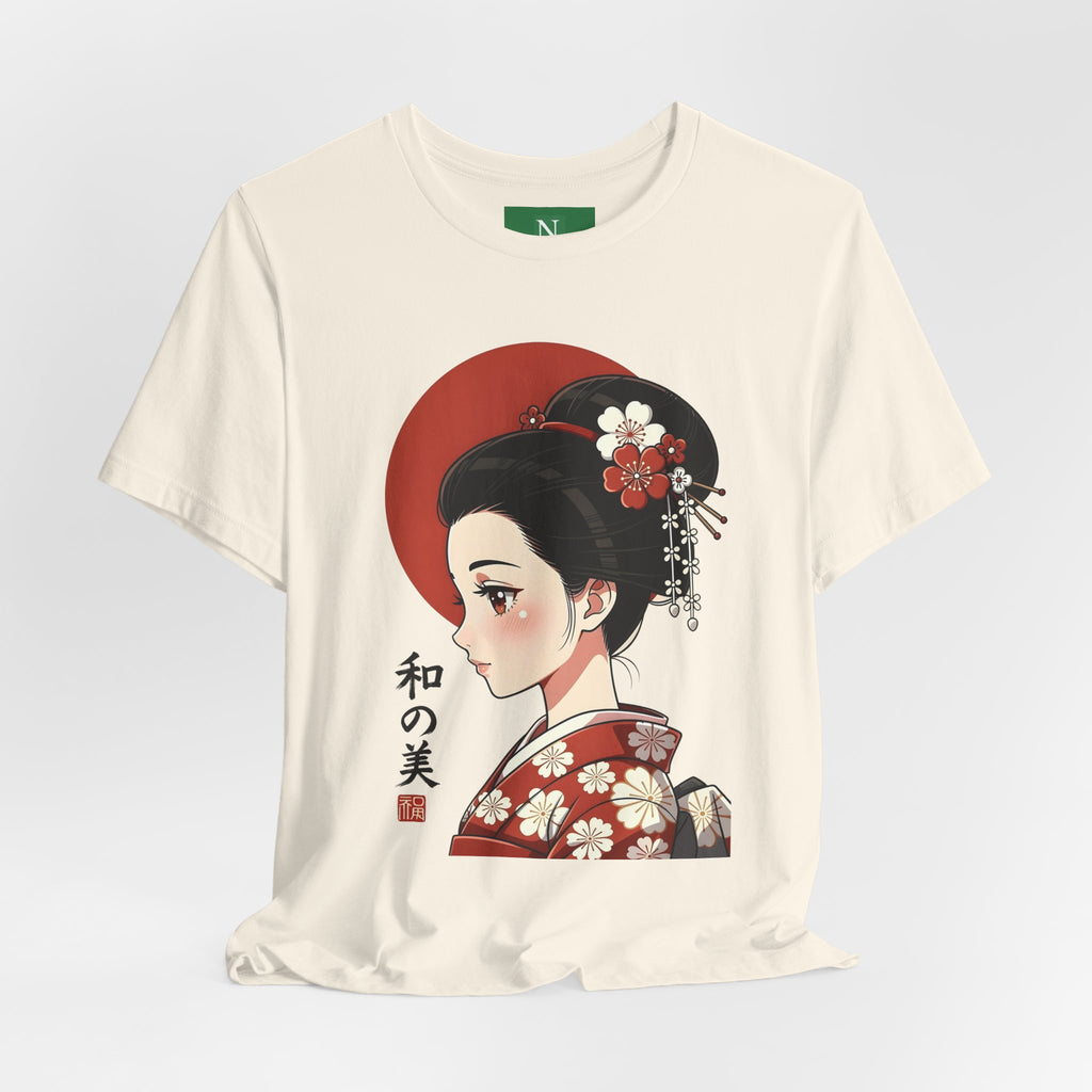 Geisha Portrait Tee — Japanese Floral Kimono Art T-Shirt