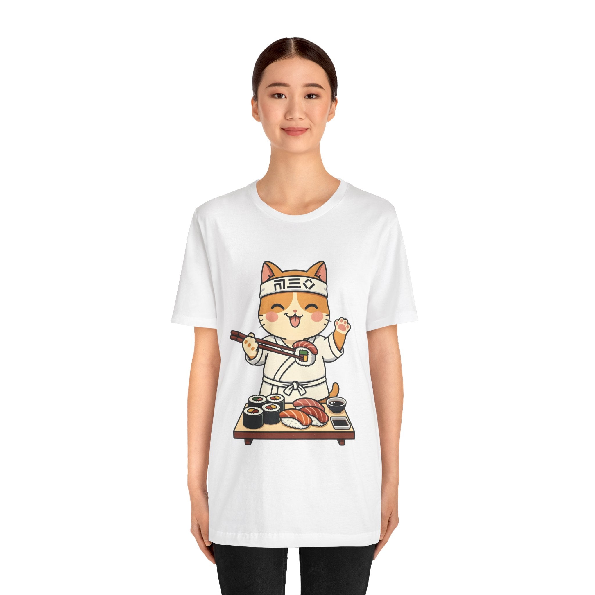 Sushi Chef Cat T‑Shirt — Cute Kawaii Cat Making Sushi Graphic Tee