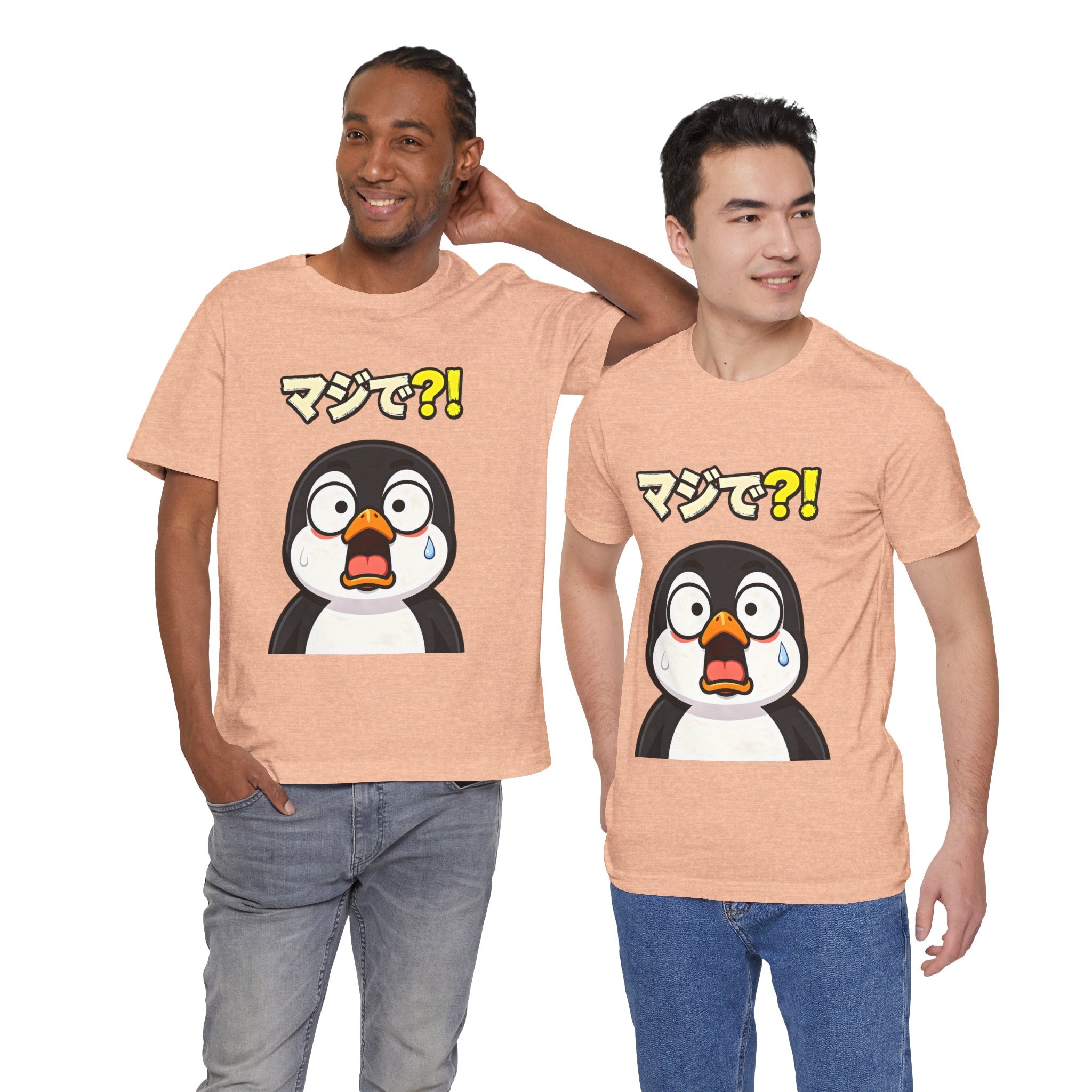 Shocked Penguin Tee — Japanese “マジで?!” Cute Anime-Style Graphic T-Shirt