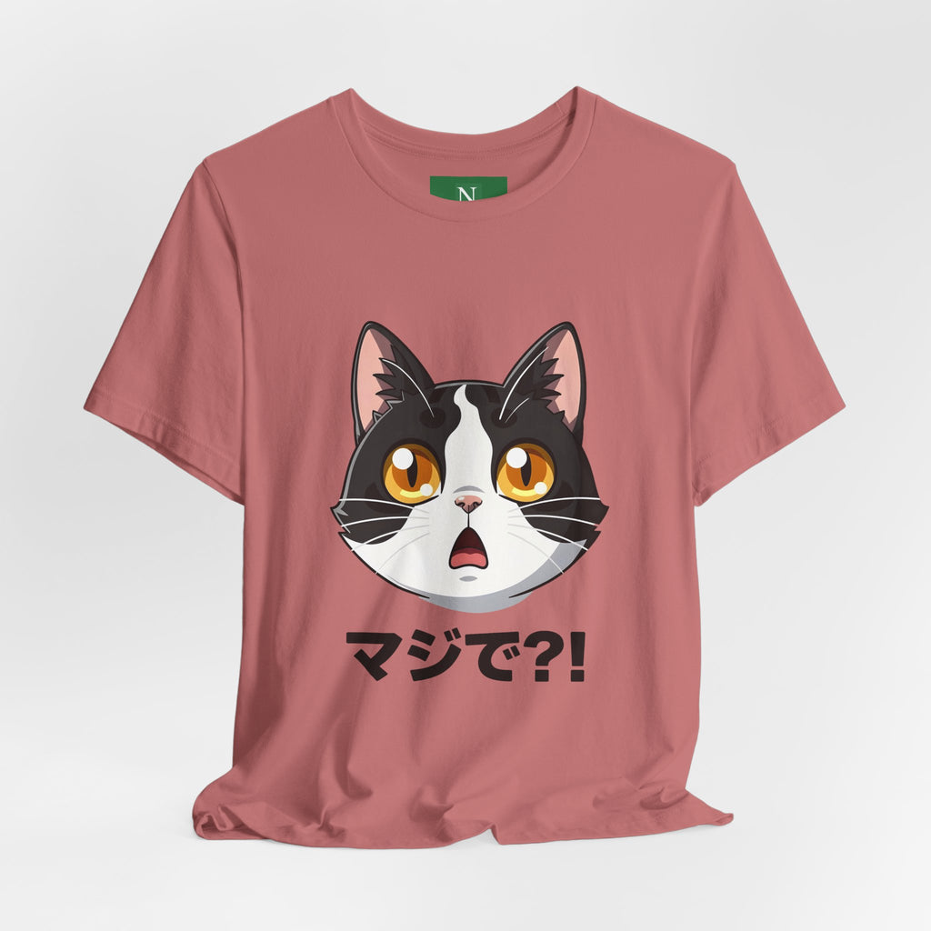 Cat Shock Face Graphic Tee — マジで?! Cute Anime Cat T-Shirt