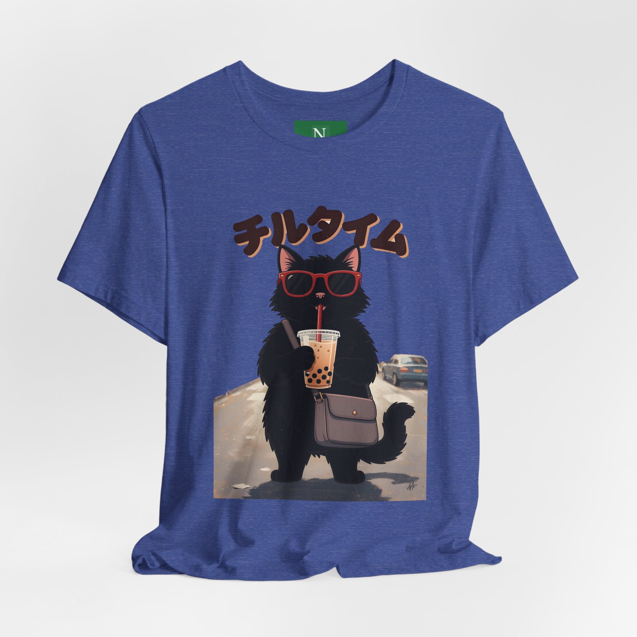 Boba Cat Tee — Cute Cat Drinking Bubble Tea Graphic T-Shirt