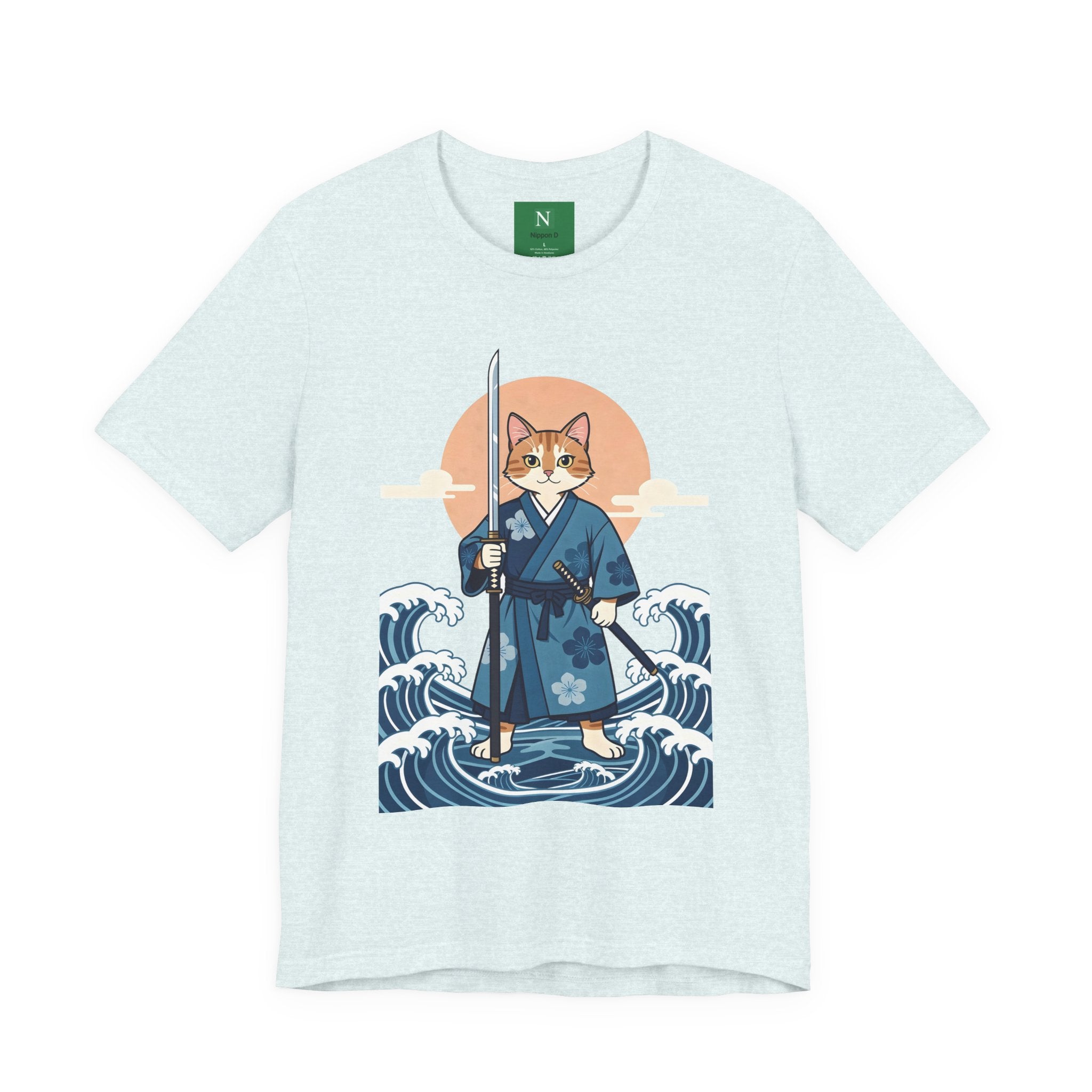 Samurai Cat T-Shirt — Japanese Wave Illustration Tee
