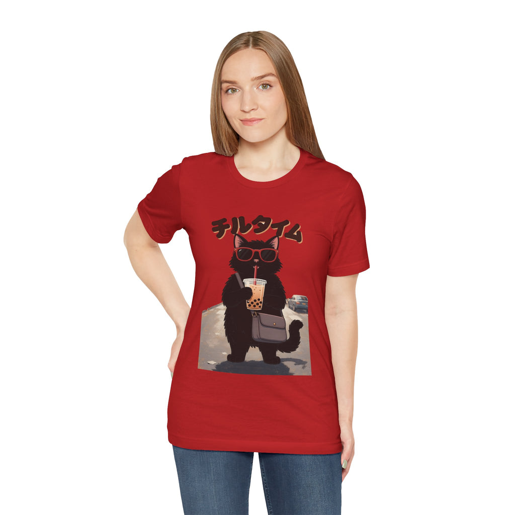 Boba Cat Tee — Cute Cat Drinking Bubble Tea Graphic T-Shirt